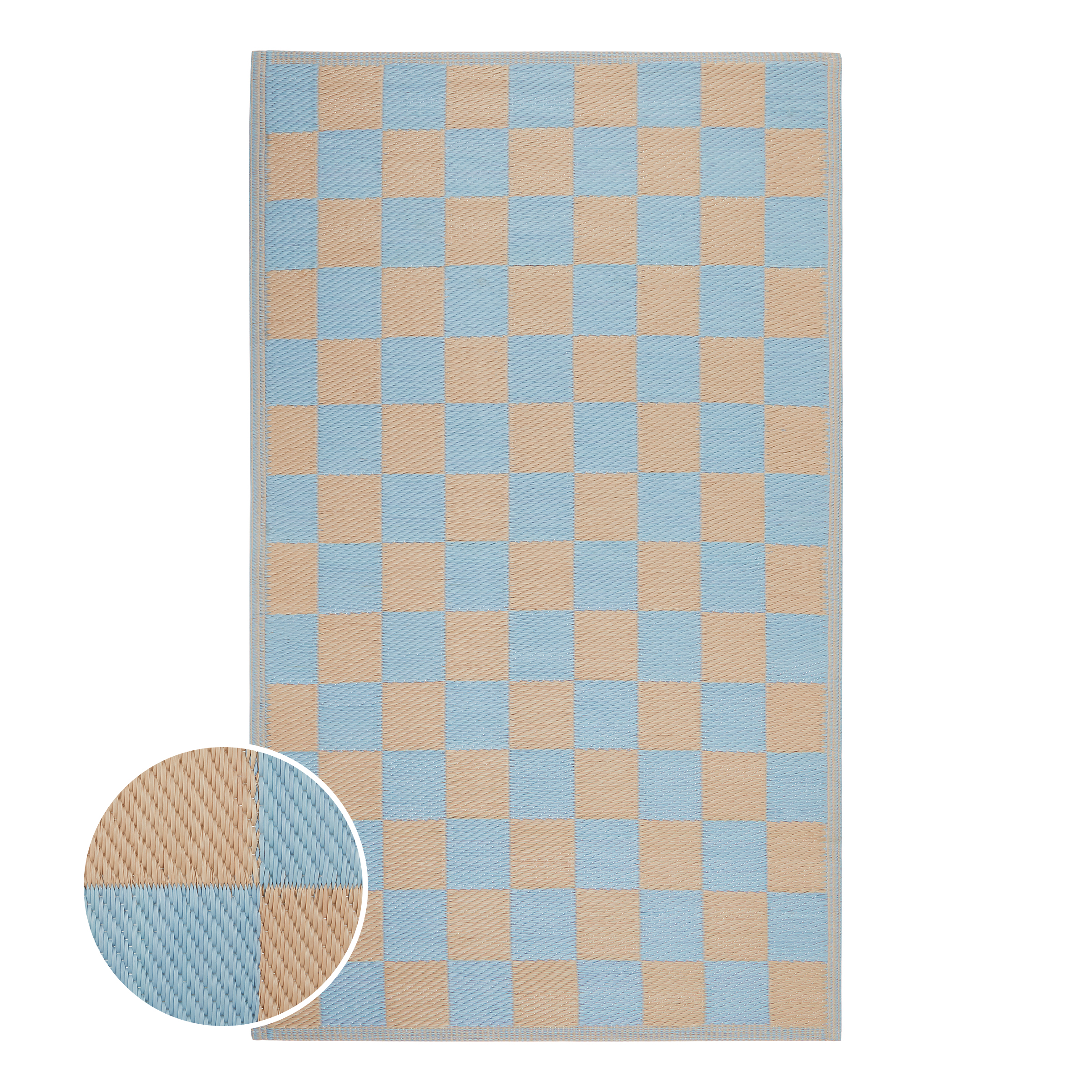 Teppich COLOUR CLASH Karo Polypropylen Blau Beige 150x90cm