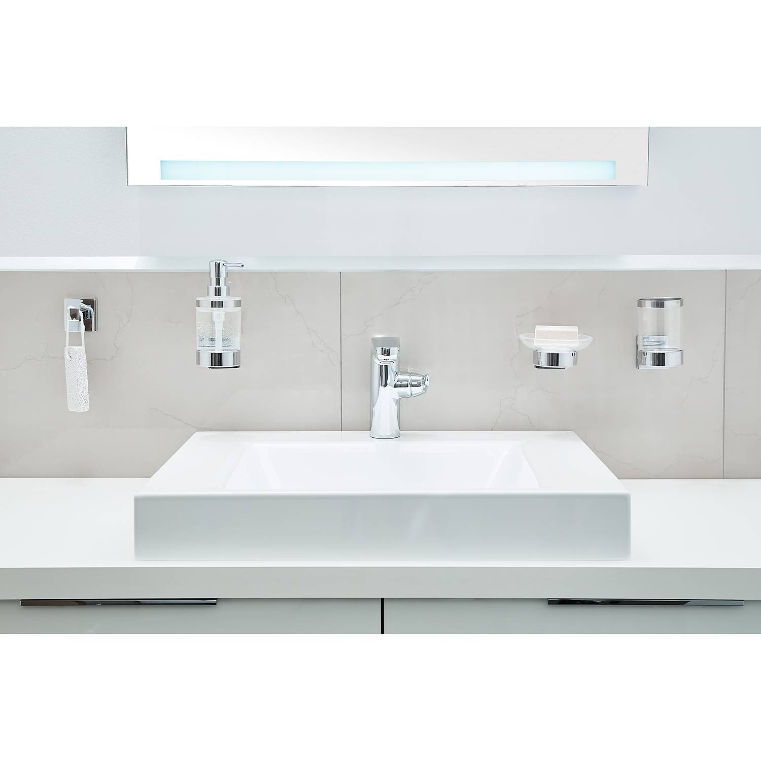 Soap dish Luno Polystyrene Stainless steel Clear