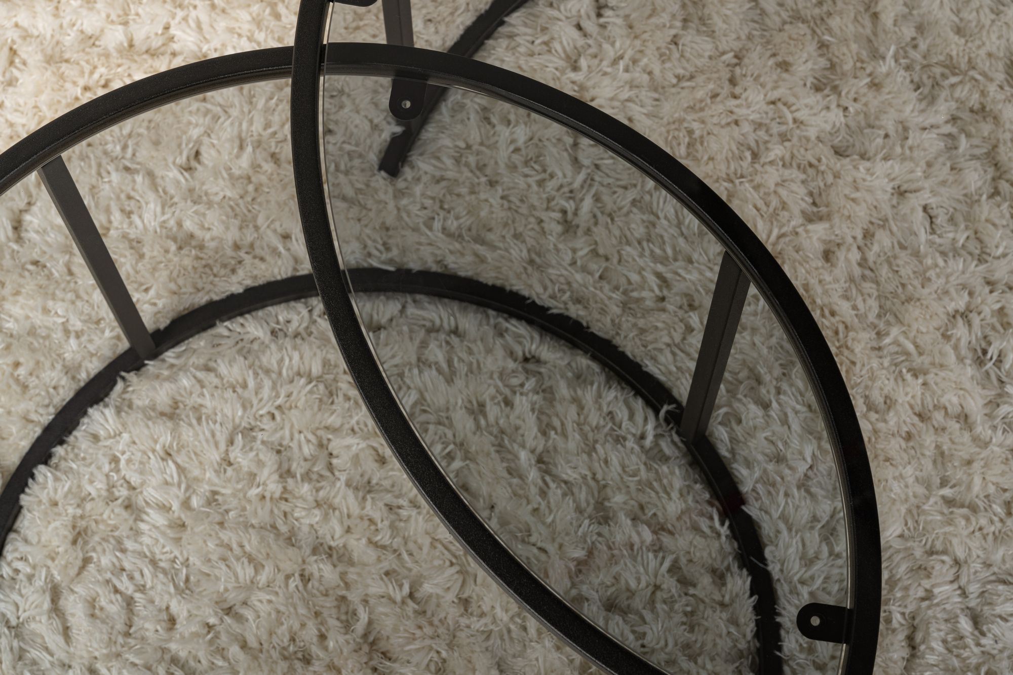 2x Aurum Set di tavolini Nero Grigio Ø80cm Ø60cm