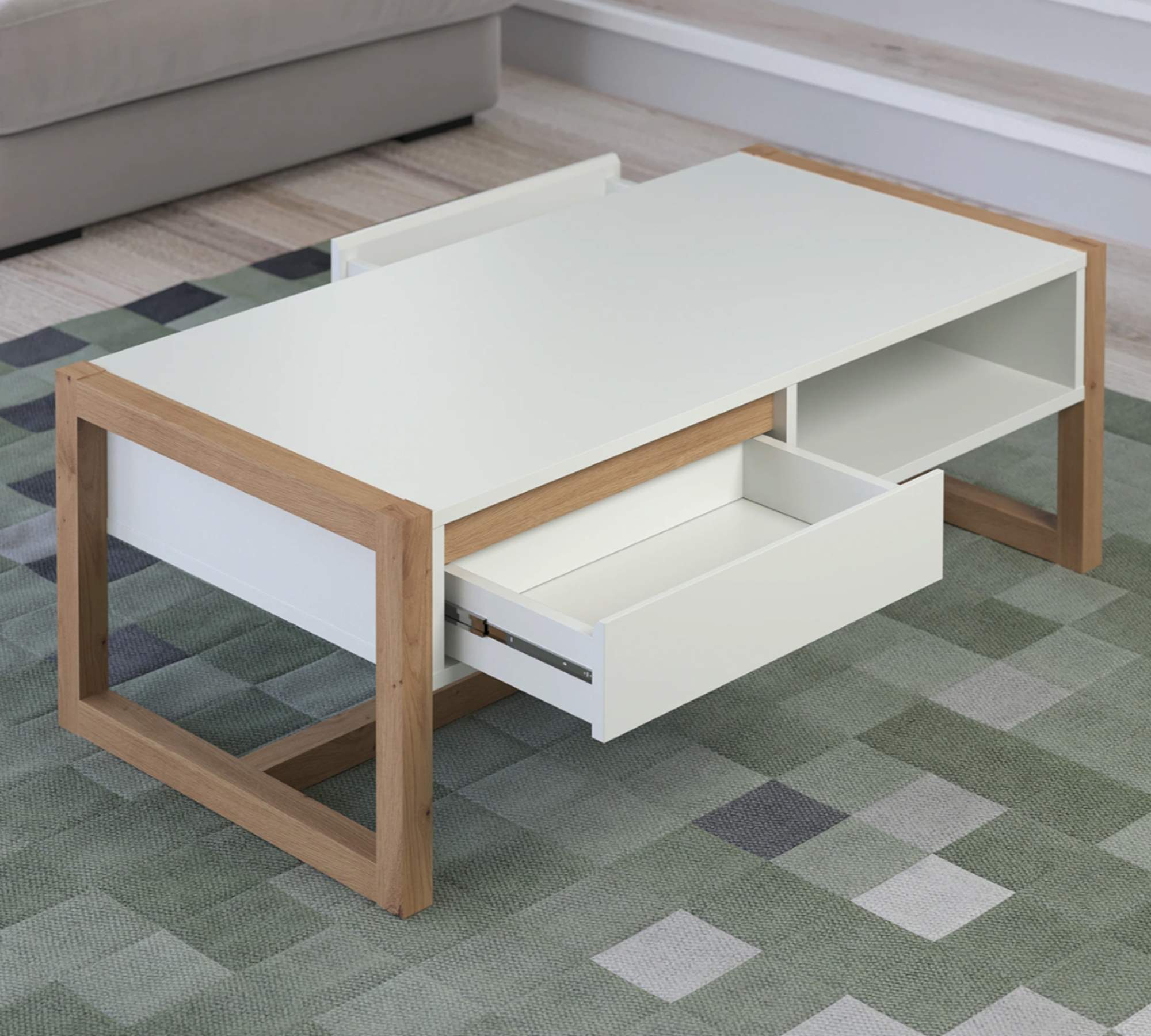 Couchtisch Eiche Artisan Dekor Weiß