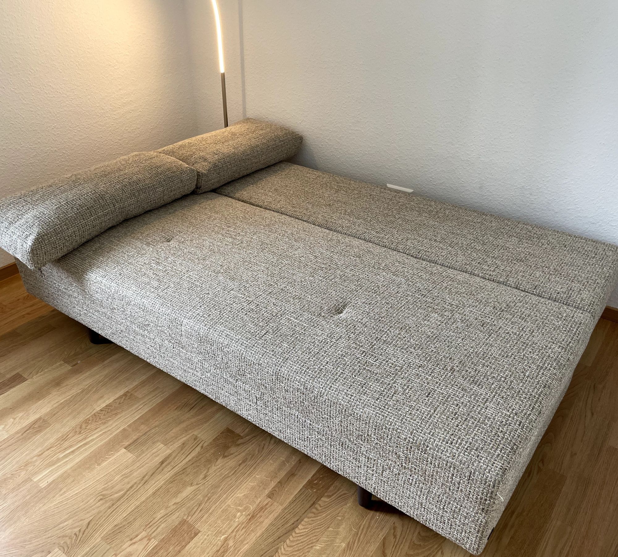 Sofa 2-Sitzer Schlaffunktion Webstoff Beige 