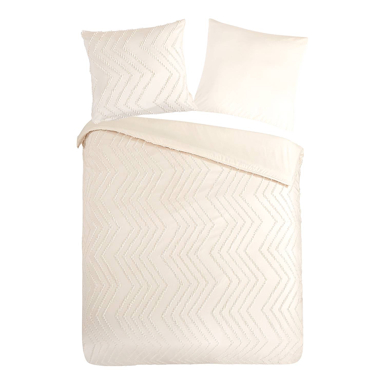 Zigzag Bettwäsche Microfaser Creme 155 x 220cm