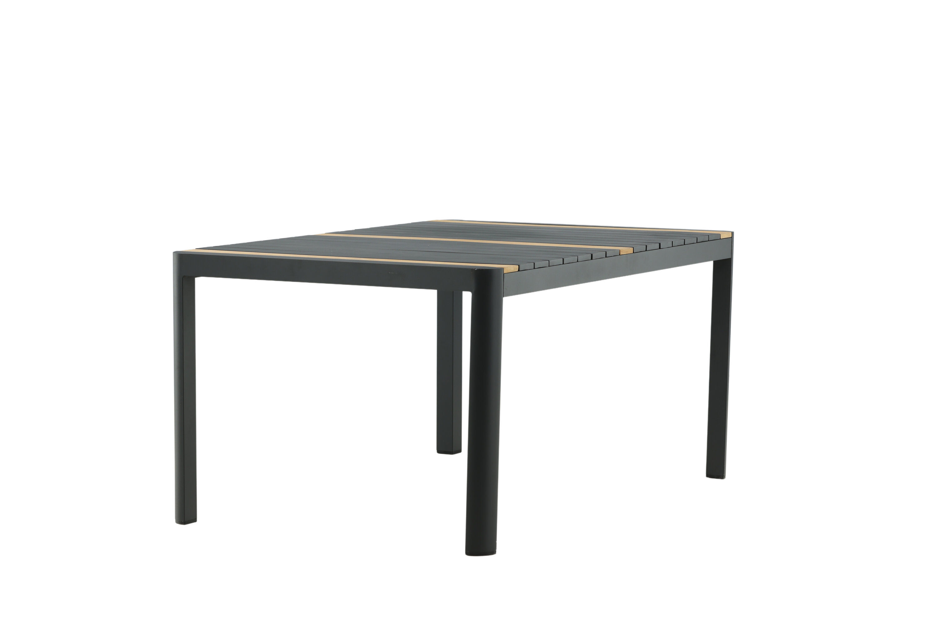 Togo Esstisch Aluminium Teak Schwarz