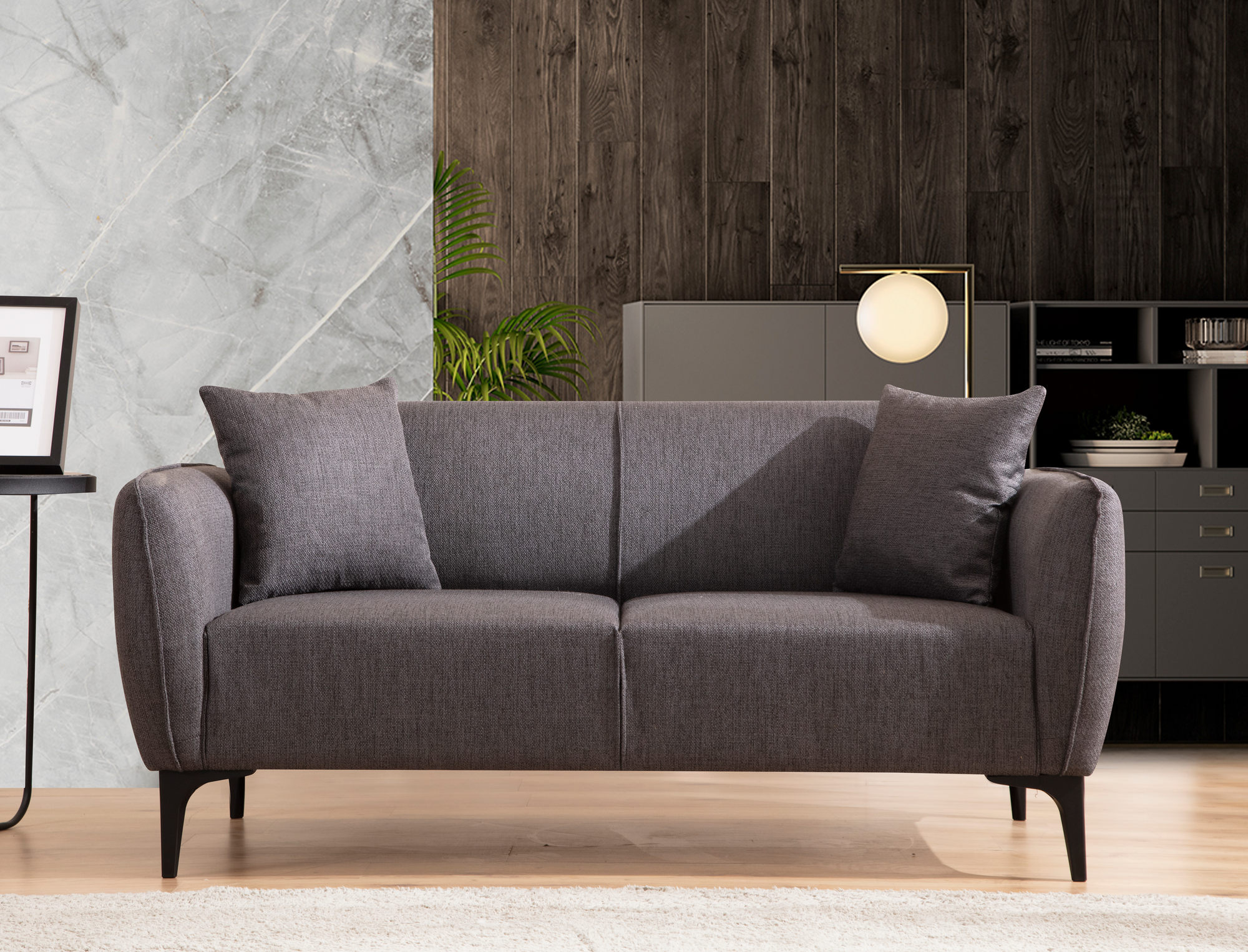 Belissimo 2-seater sofa dark grey