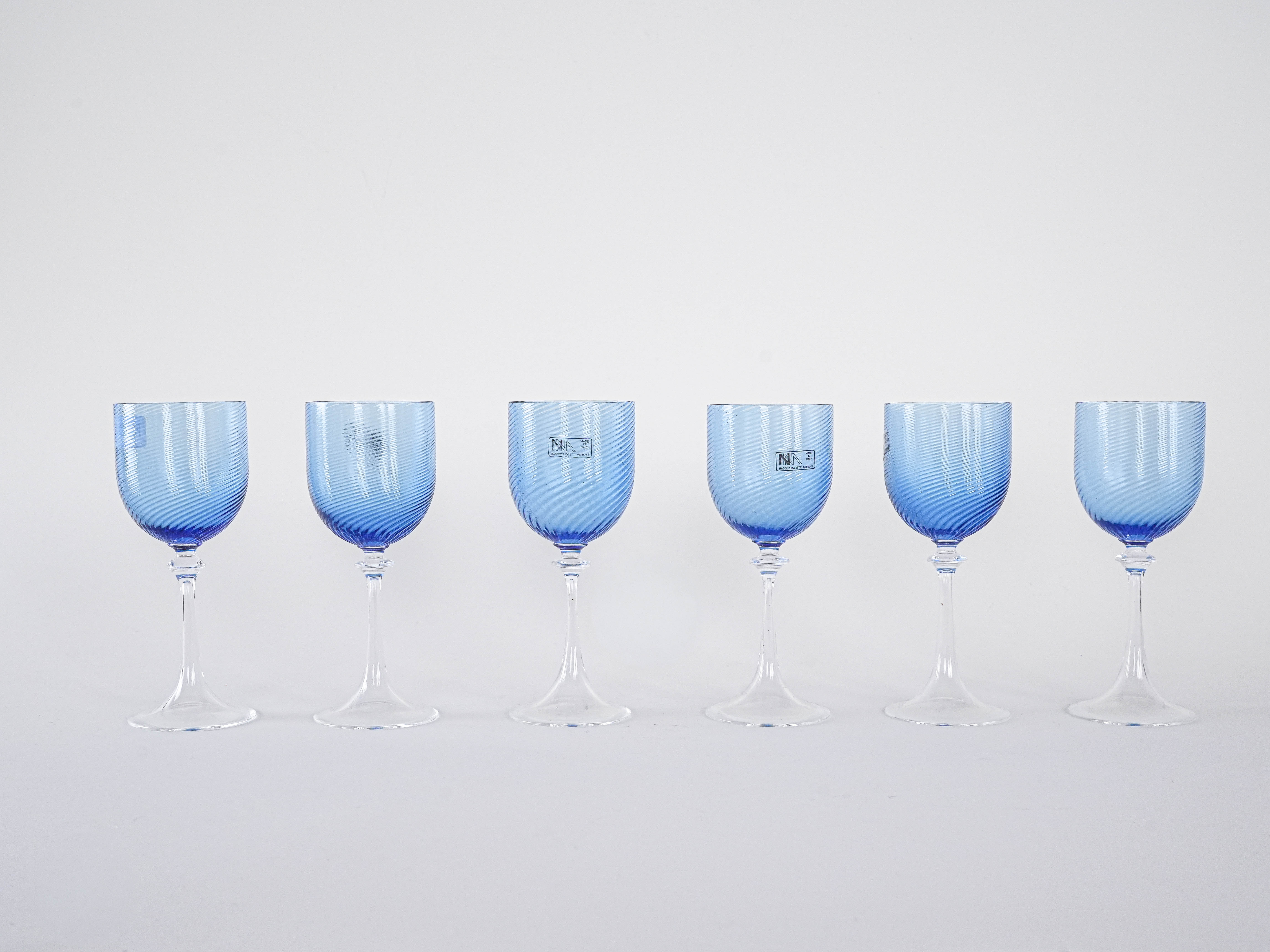 Gläser-Set Muranoglas Blau 1970er Jahre