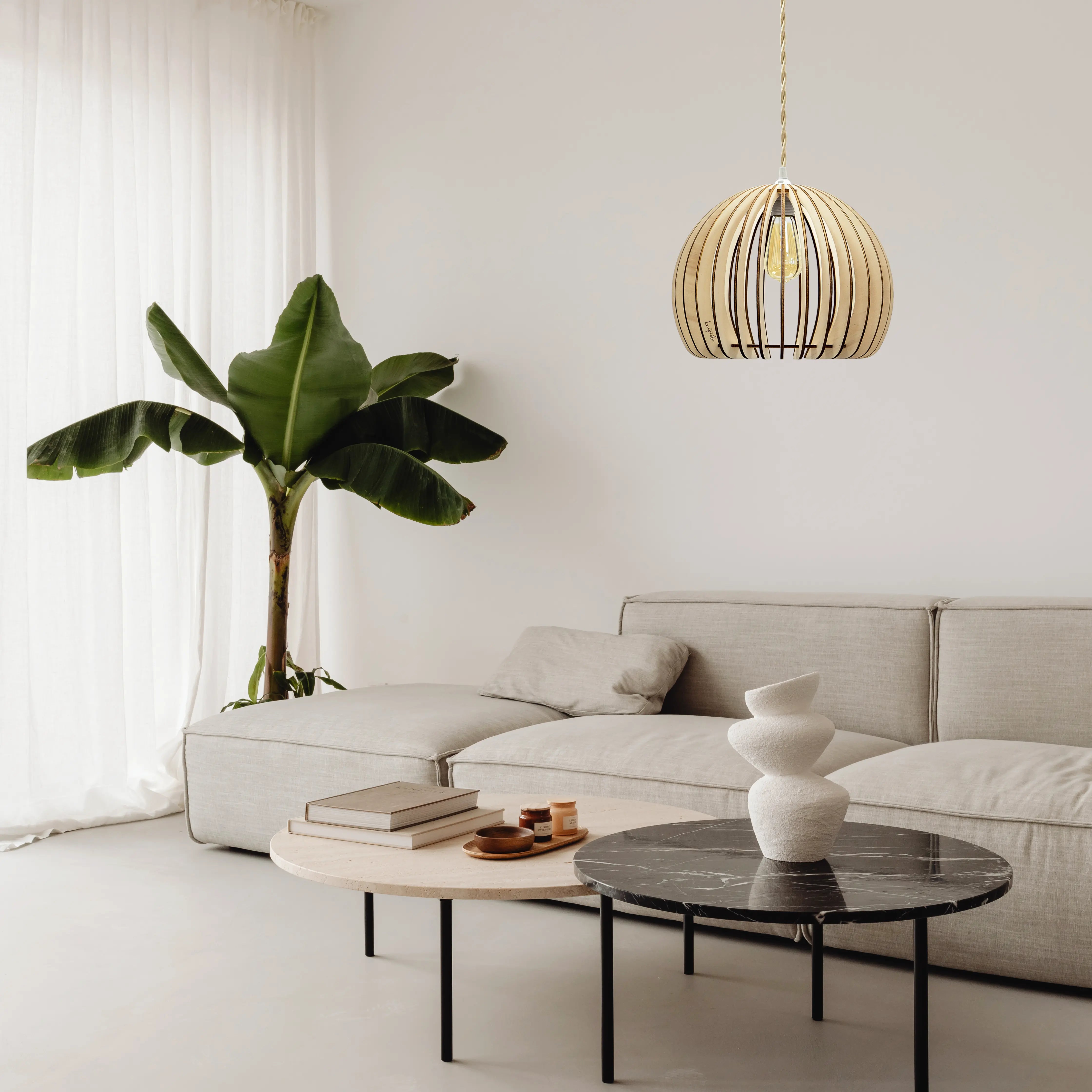 Atlas Pendant Lamp Wood 35cm