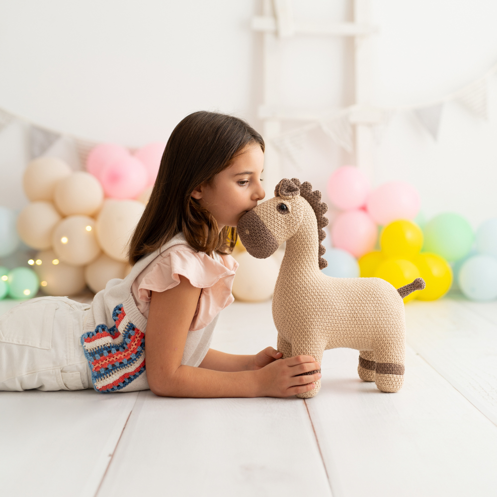 Pferd Mini Plüschtier Baumwolle Braun
