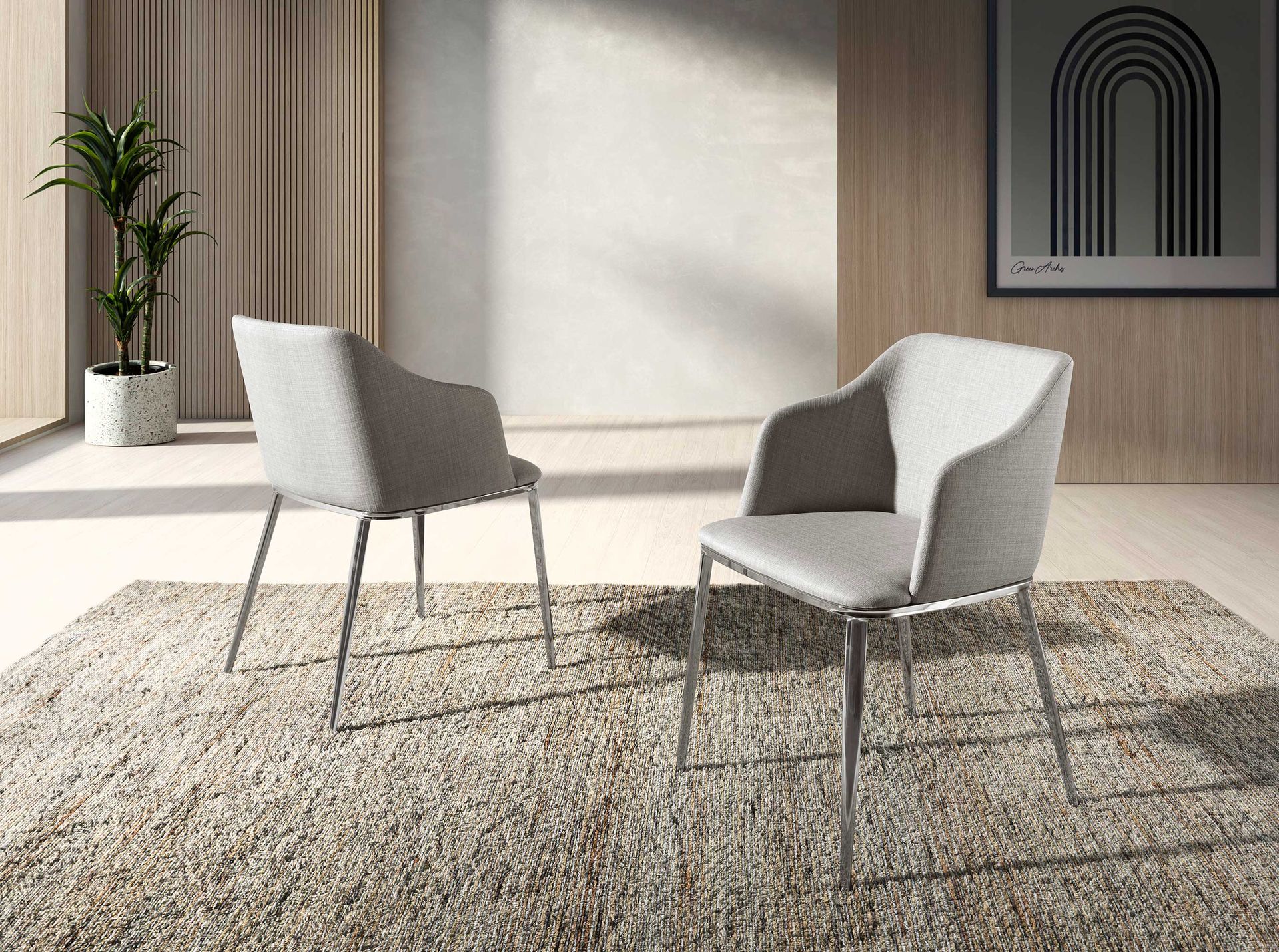 Armchair stainless steel grey