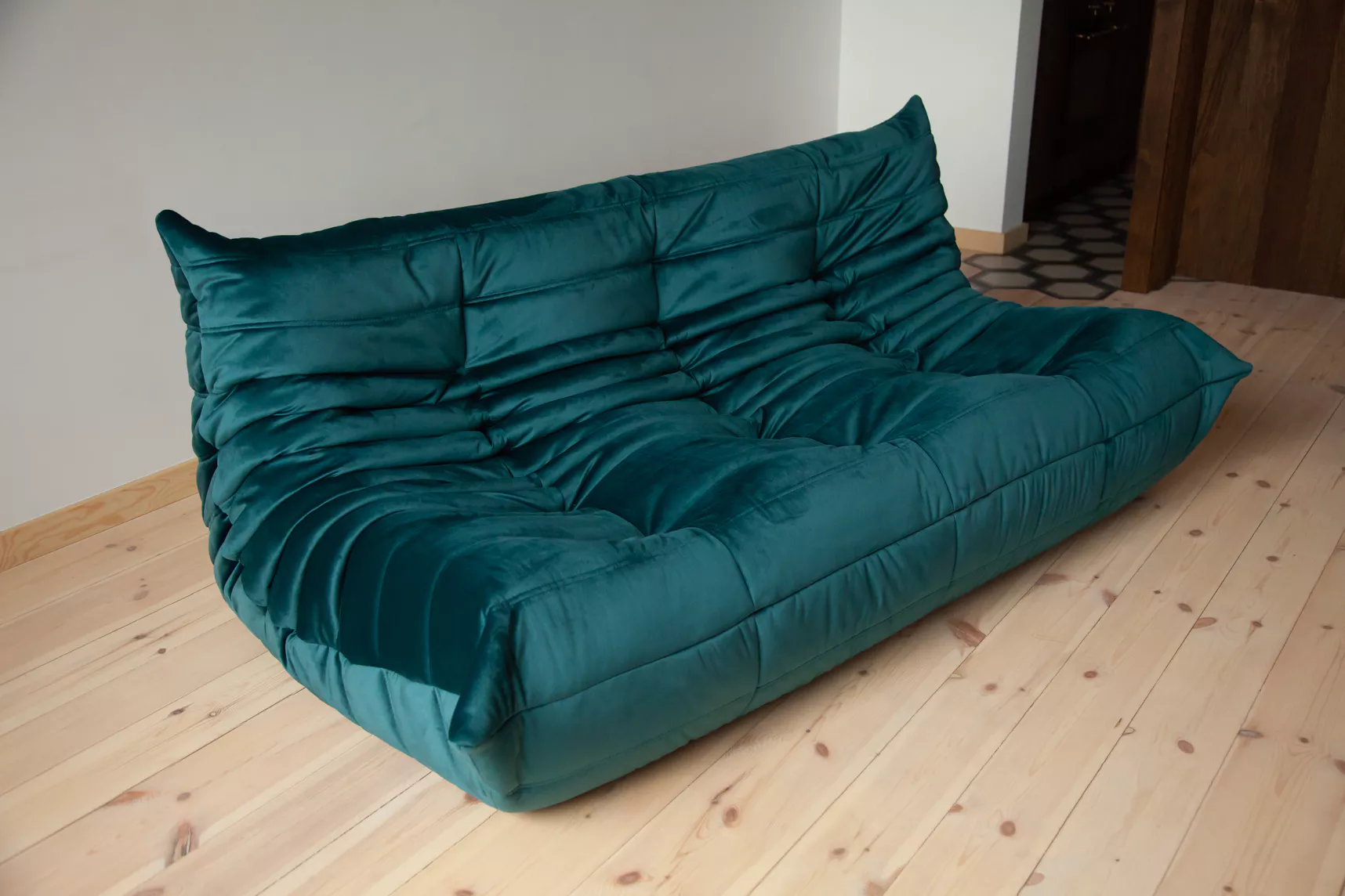 Togo Sofa 3-Sitzer Samt Petrol