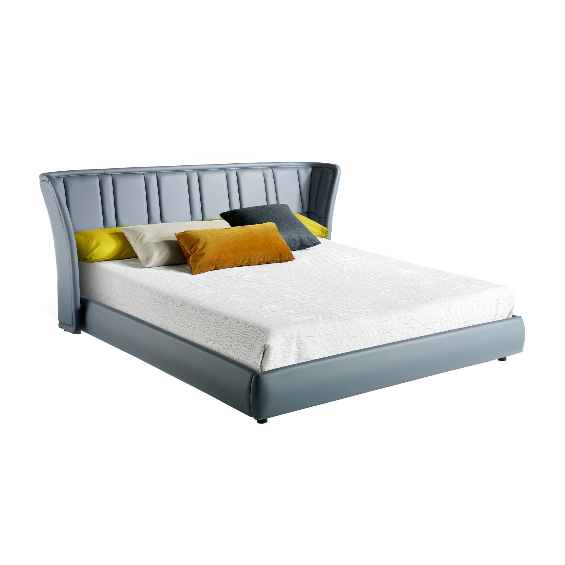 7067 Doppelbett Leder Grau