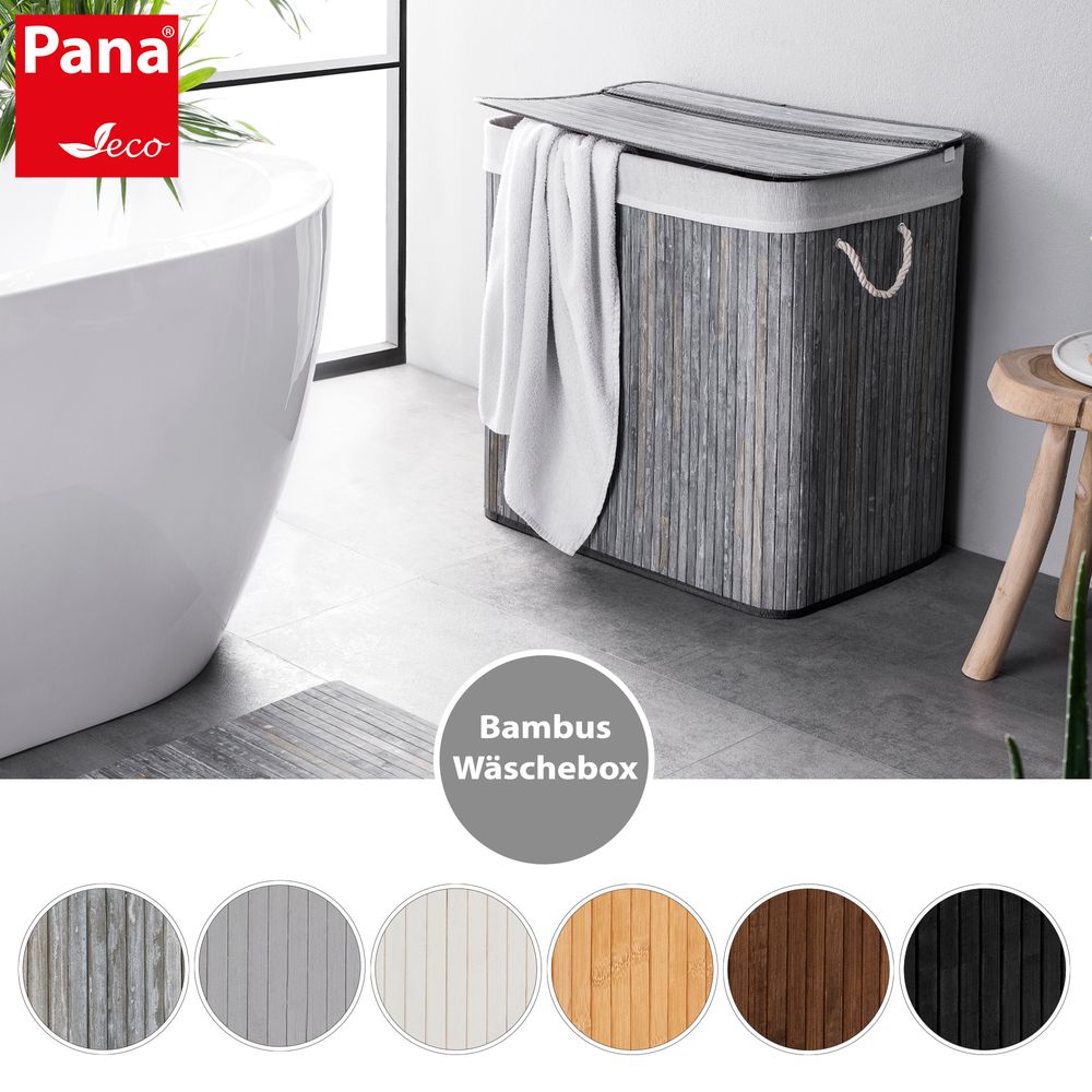 Wäschekorb mit Deckel aus Bambus Stone Grey