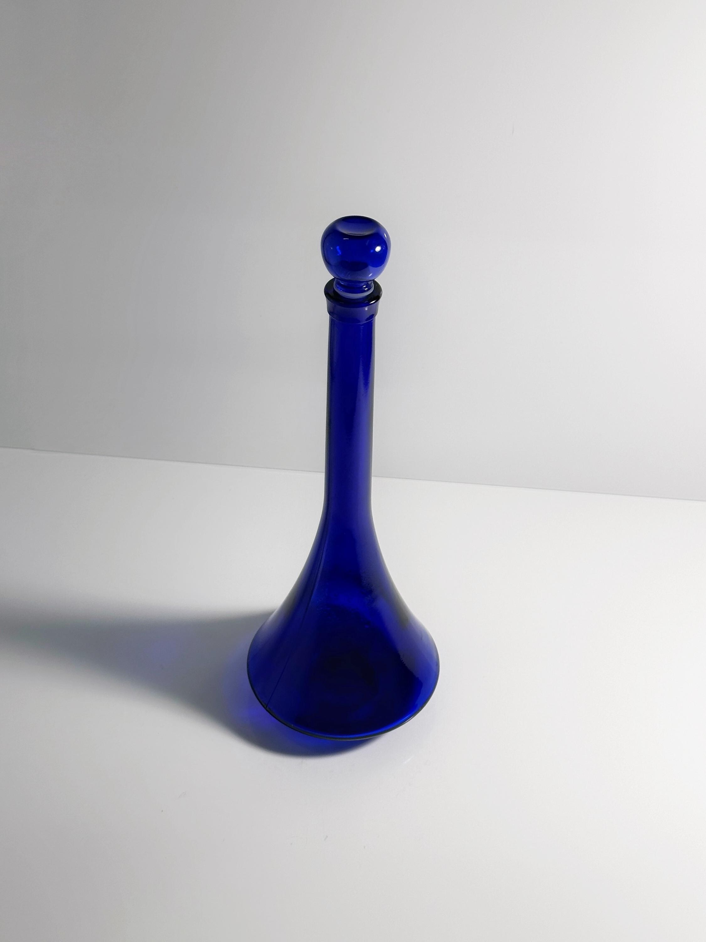 Vintage Postmodern Carafe Blue 1980s