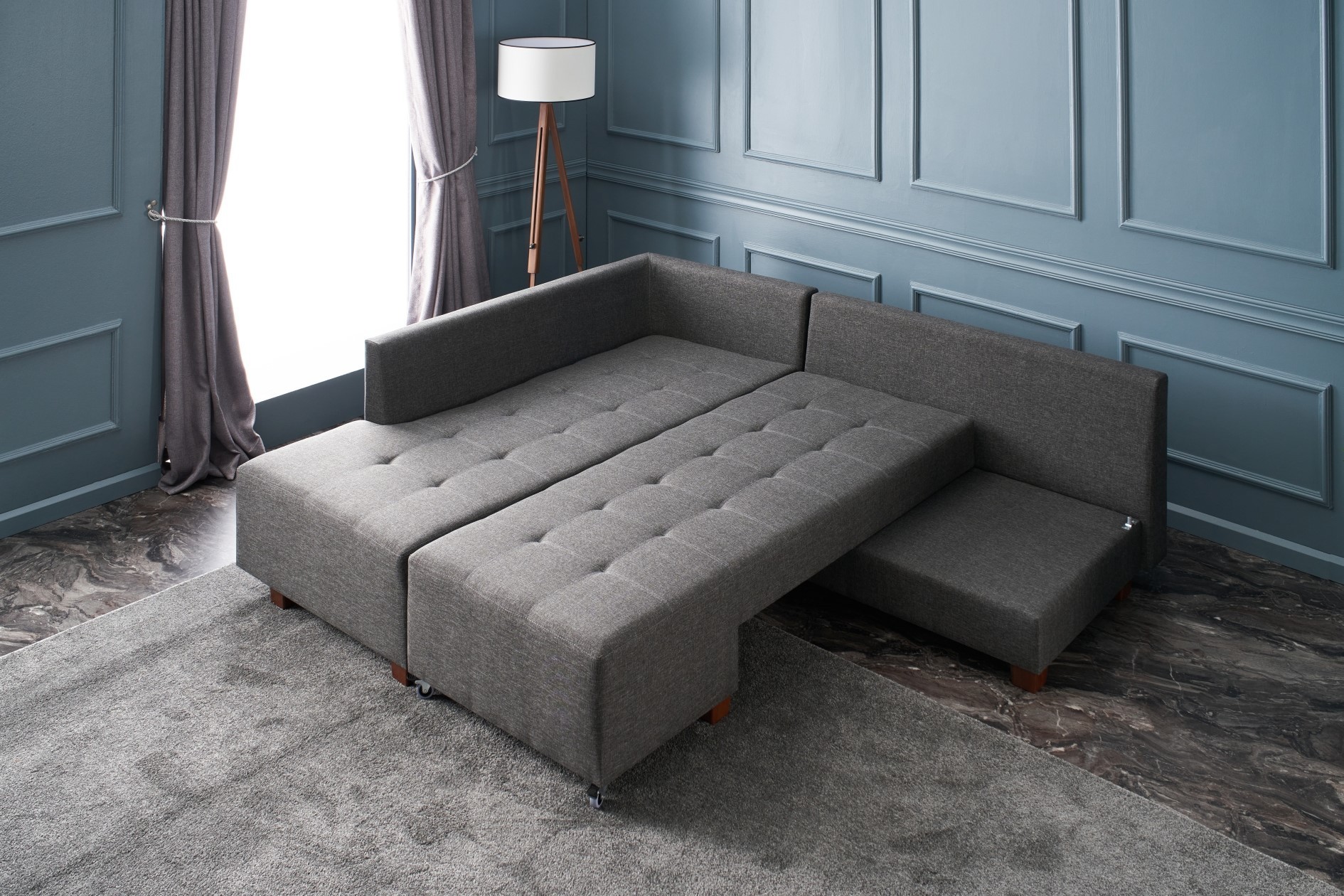 Manama Corner Sofa Bed Left - Anthracite