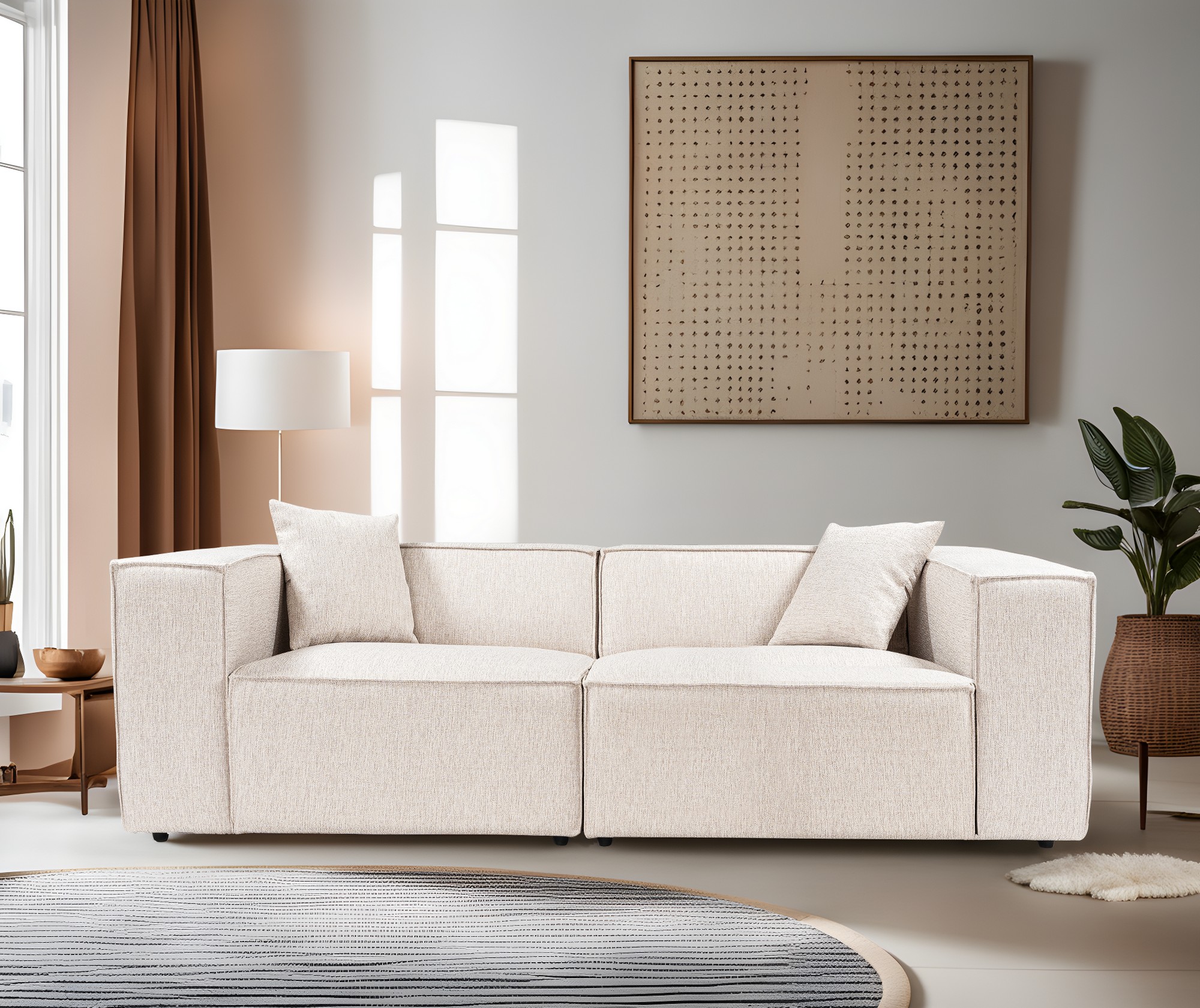 Lora 2-seater sofa, light brown