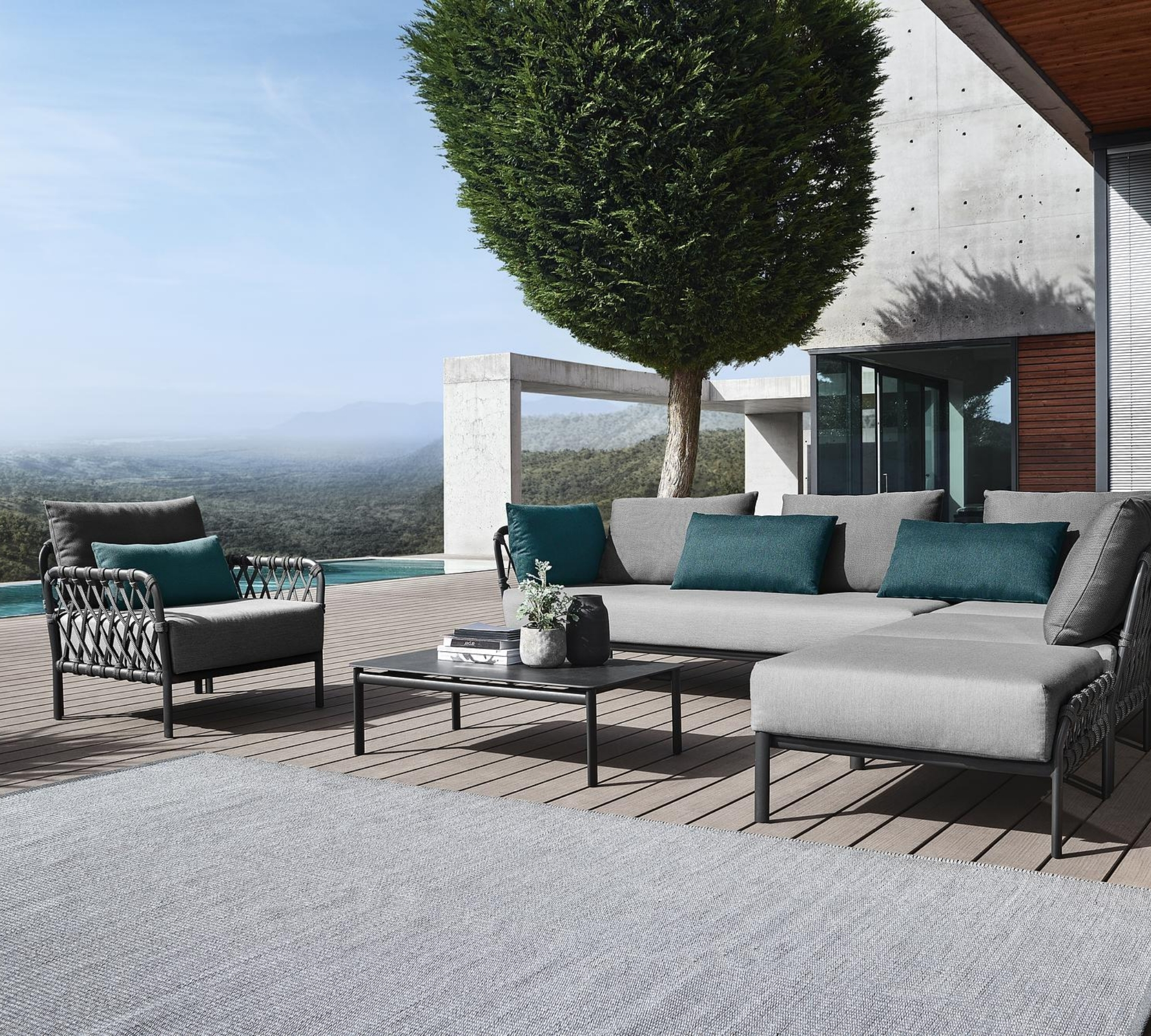 Caro Garten Lounge-Set Anthrazit Blau