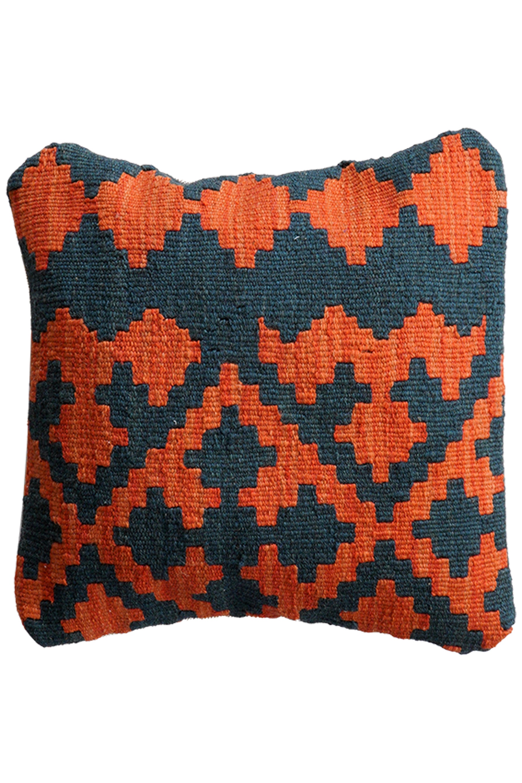 Kelim Kissenbezug Wolle Orange Blau