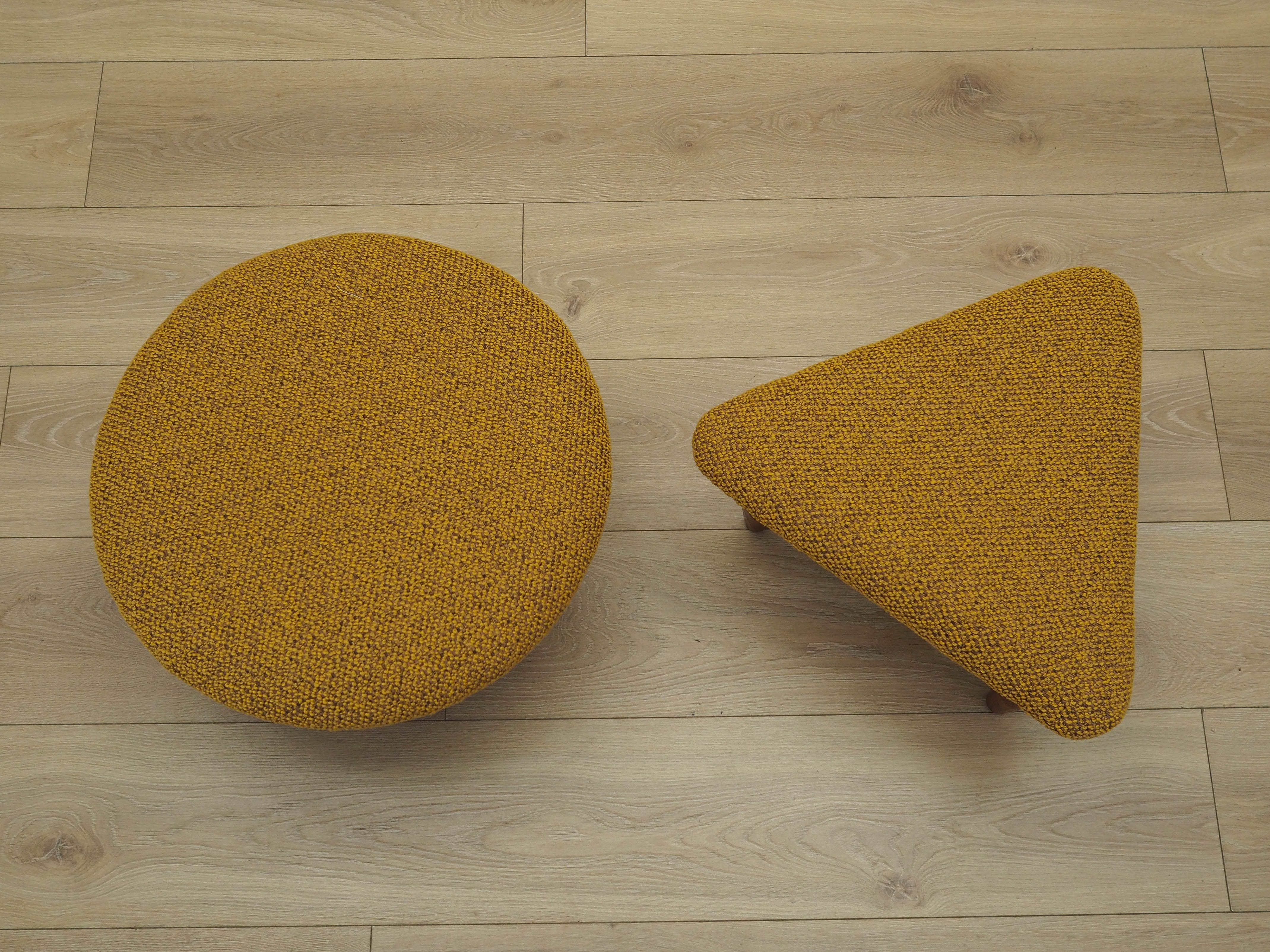 2-Piece stool set brown mustard yellow 1990s
