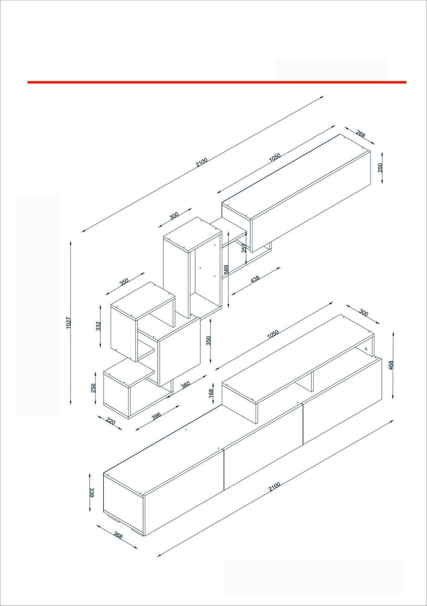 TV Schrank Kombination 210cm