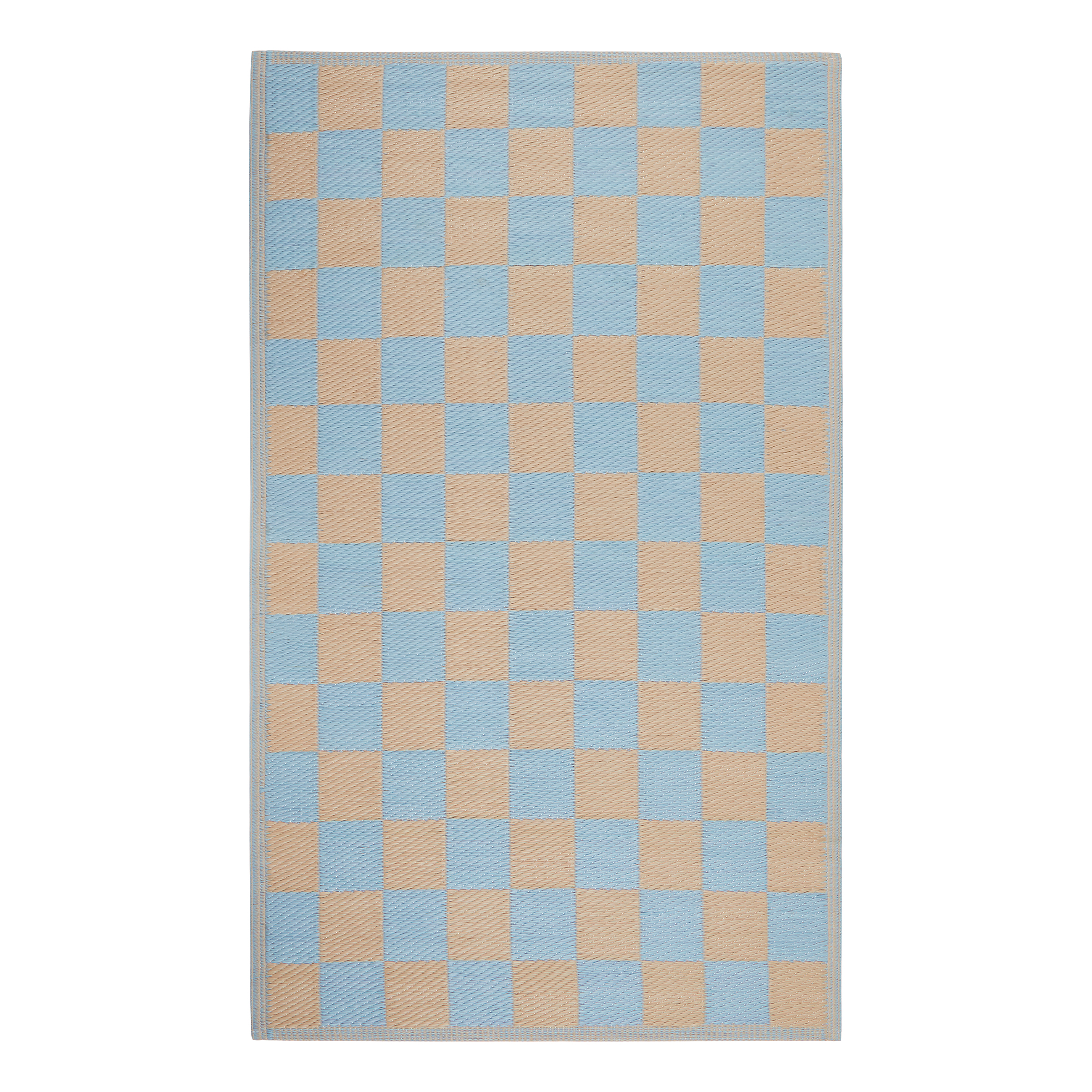 Teppich COLOUR CLASH Karo Polypropylen Blau Beige 150x90cm