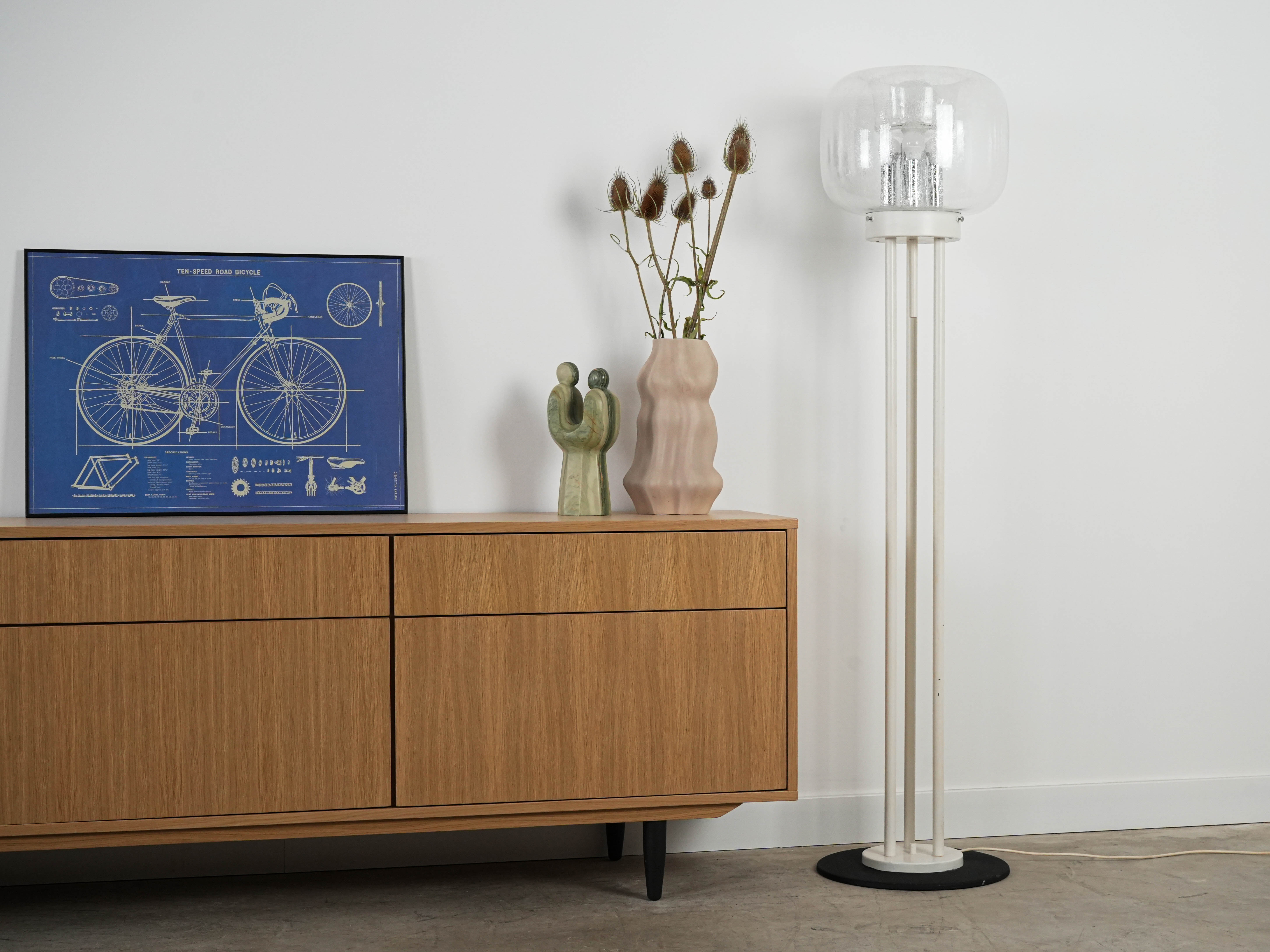 Stehlampe Metall Muranoglas 1970er Jahre