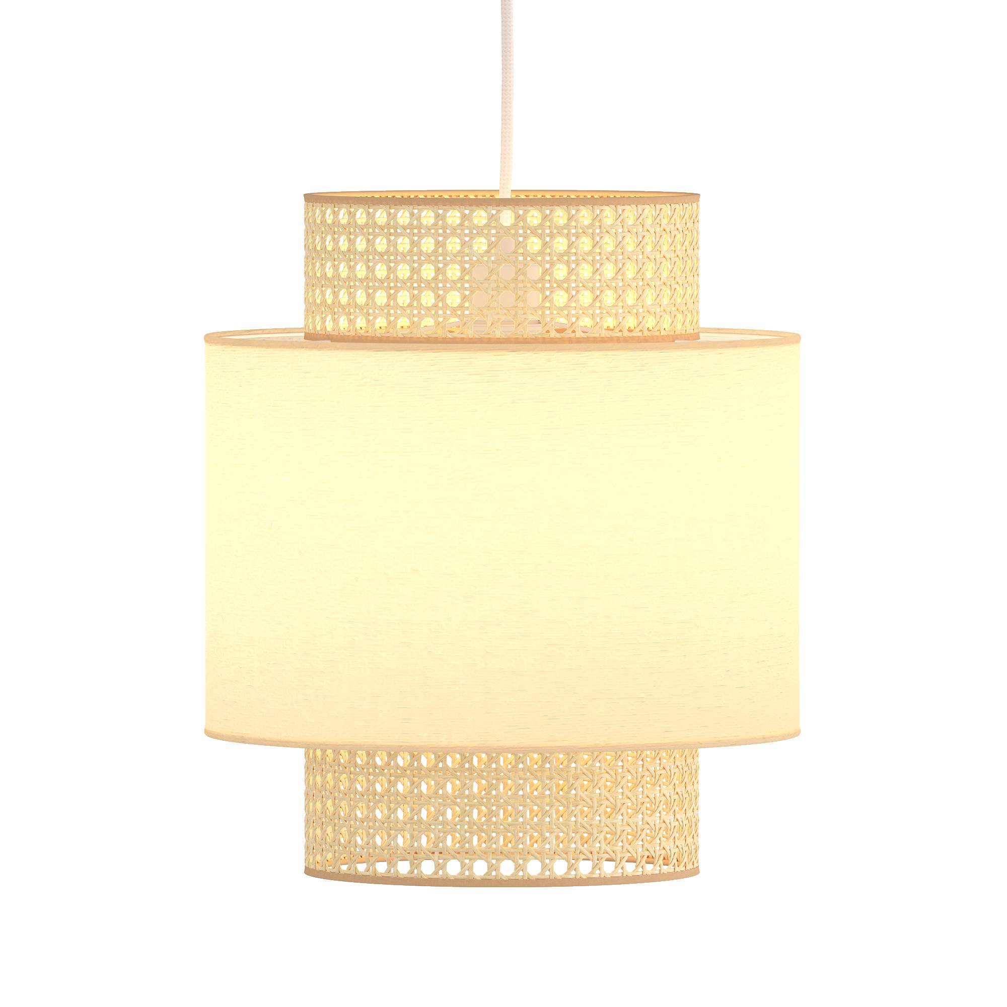 1-Flaming Raffia Pendant Lamp Linen Rattan