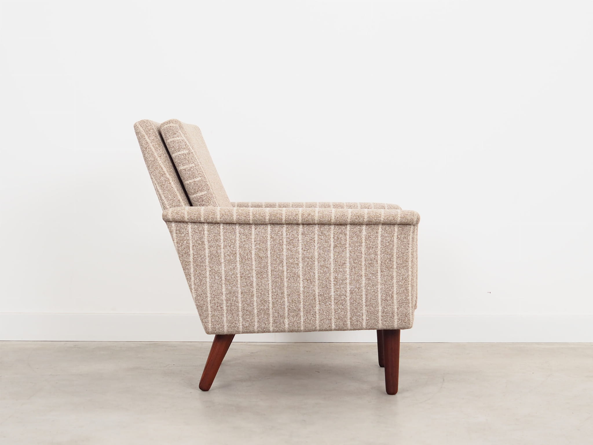 Vintage Stuhl Teakholz Textil Grau 1970er Jahre 