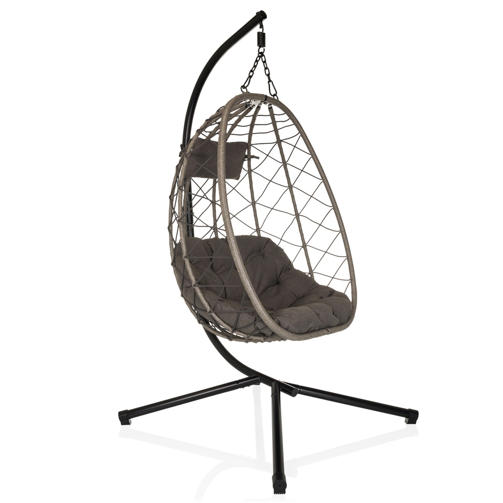 Cocova Hanging Chair with Frame & Cushion Grey