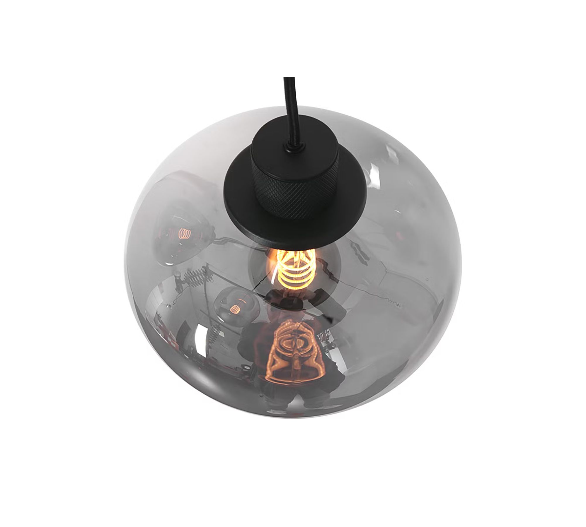 Pendant light 3-bulb glass aluminum black