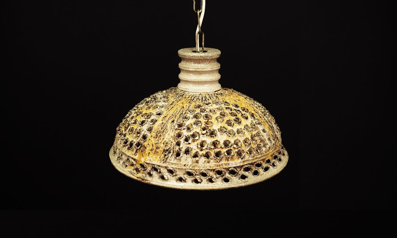 Vintage Pendant Lamp Ceramic Yellow 1960s