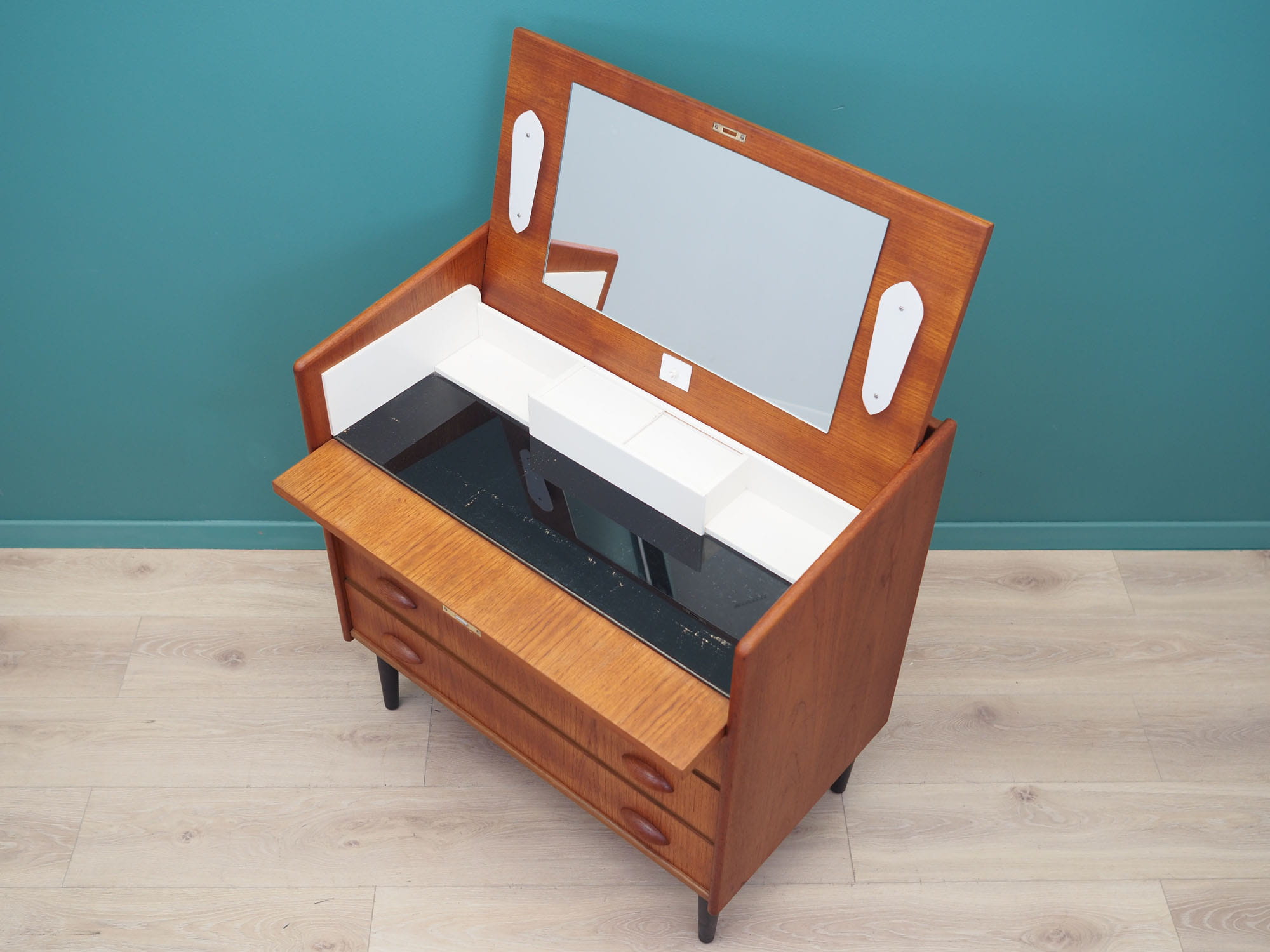 Vintage Schminktisch Teakholz Braun 1960er Jahre