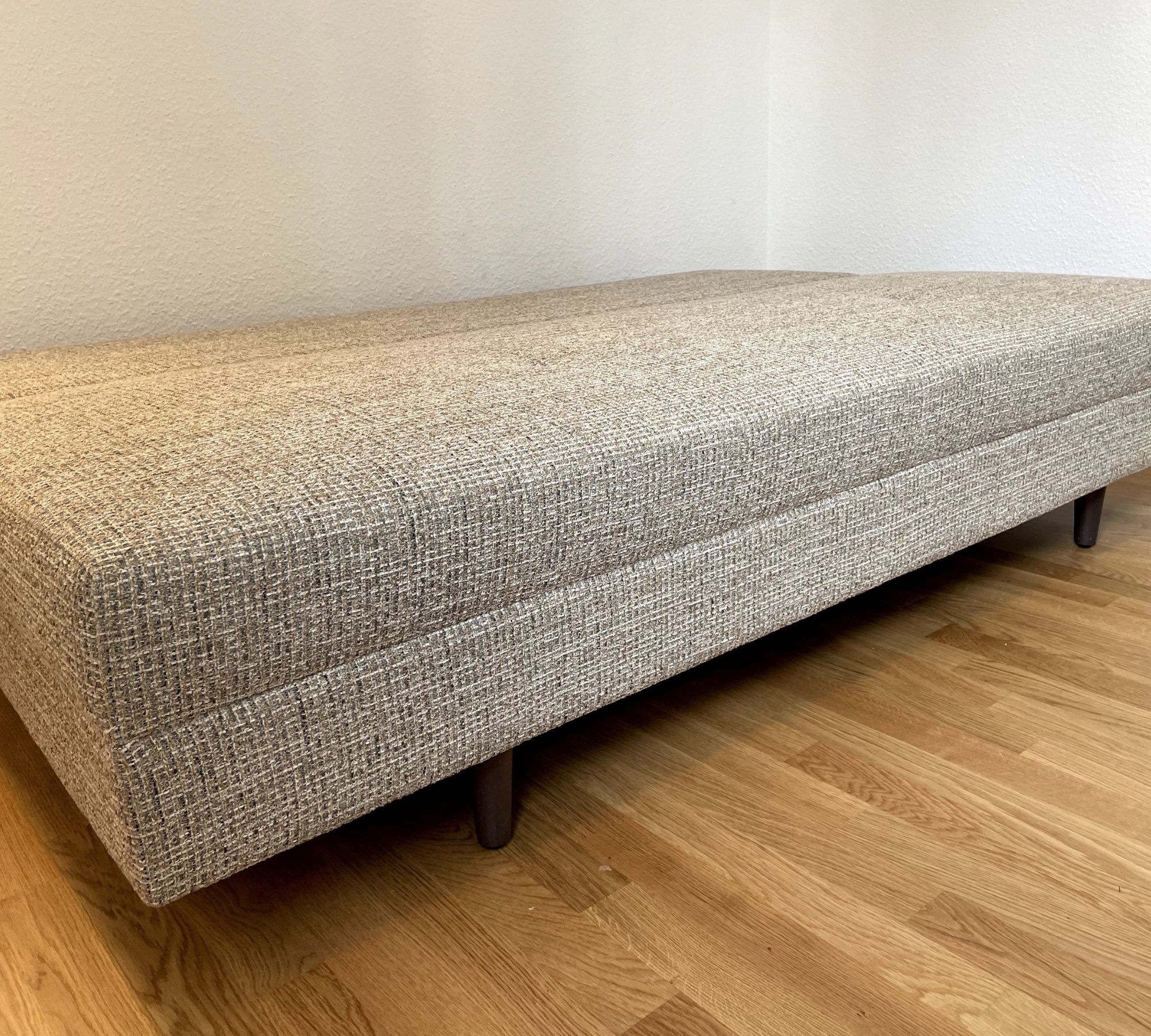 Sofa 2-Sitzer Schlaffunktion Webstoff Beige 