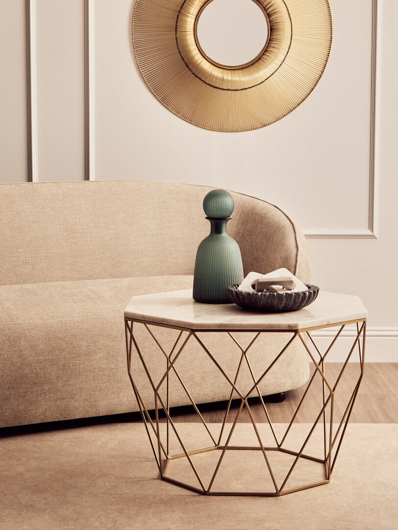 Shalimar Octagon Coffee Table Iron Marble White