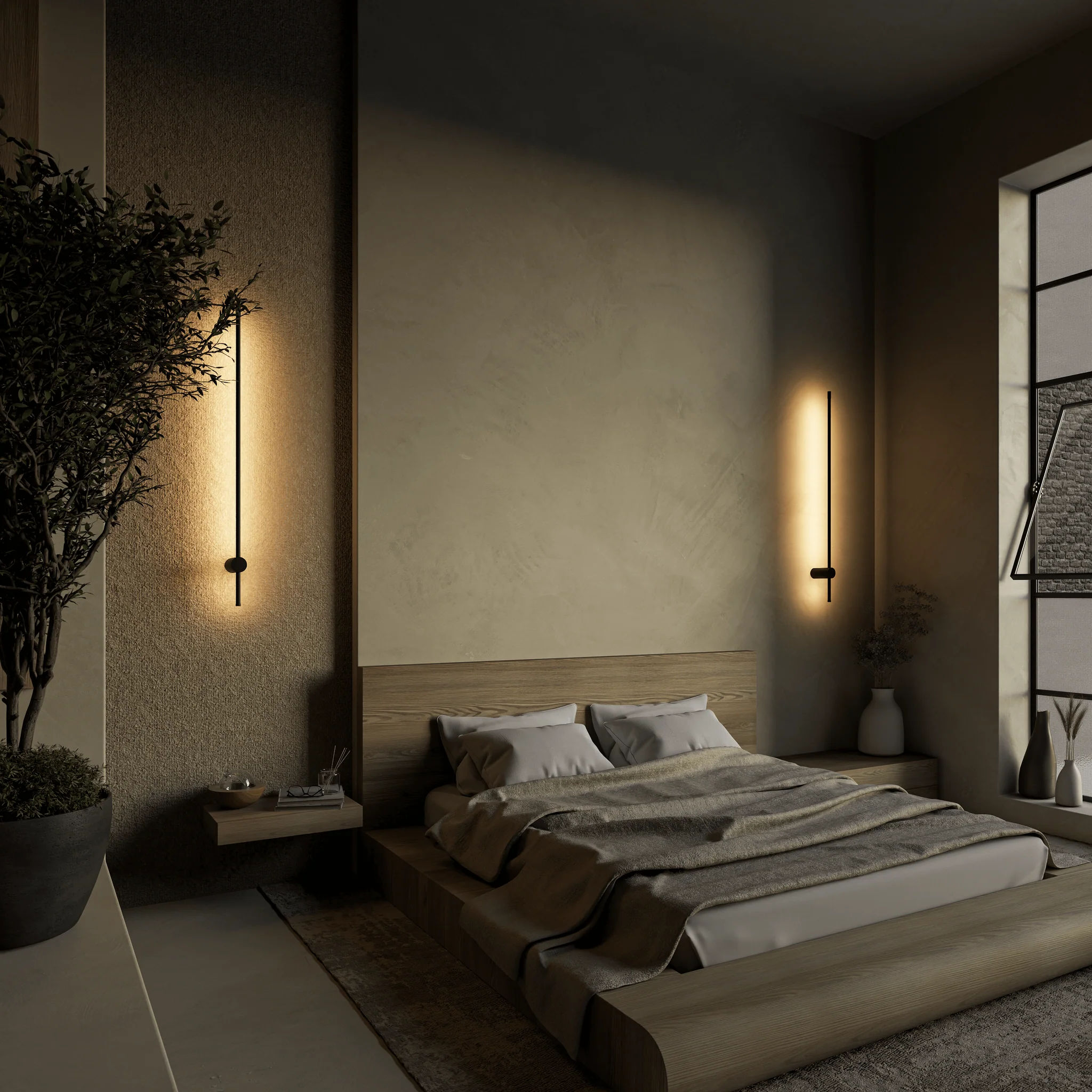 Dimmable LED Wall Lamp PERSEIS Groß Standard Black