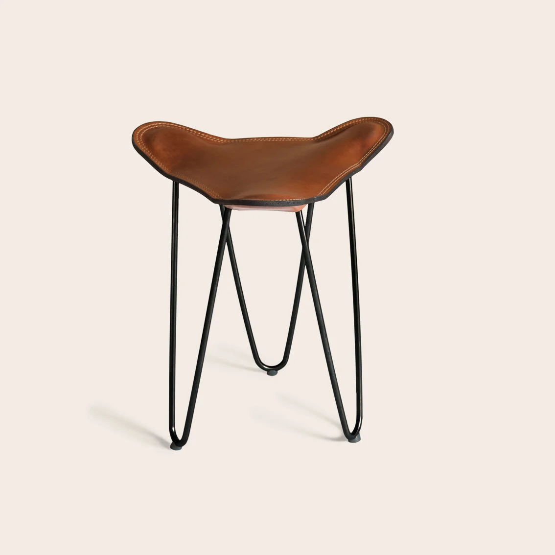 Trifolium Hocker Leder Cognac