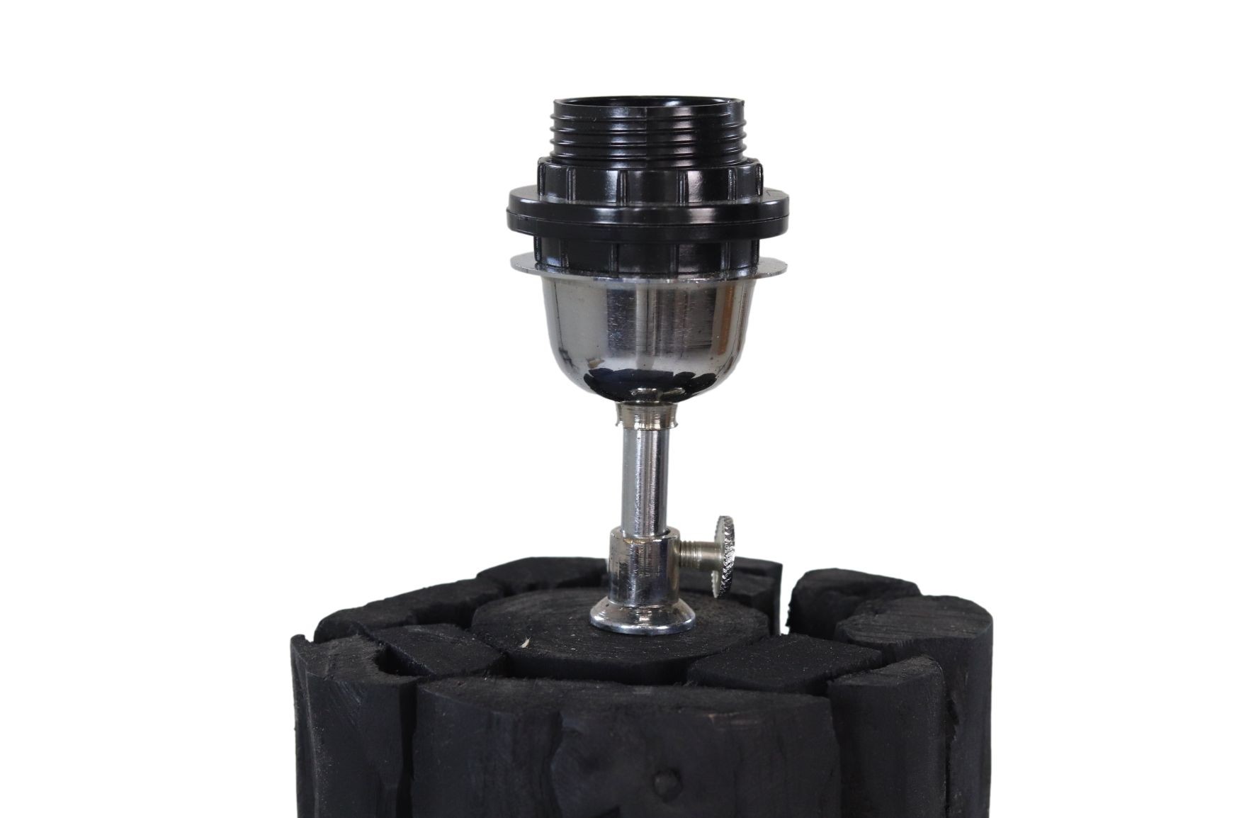 Stehlampe Teakholz Schwarz