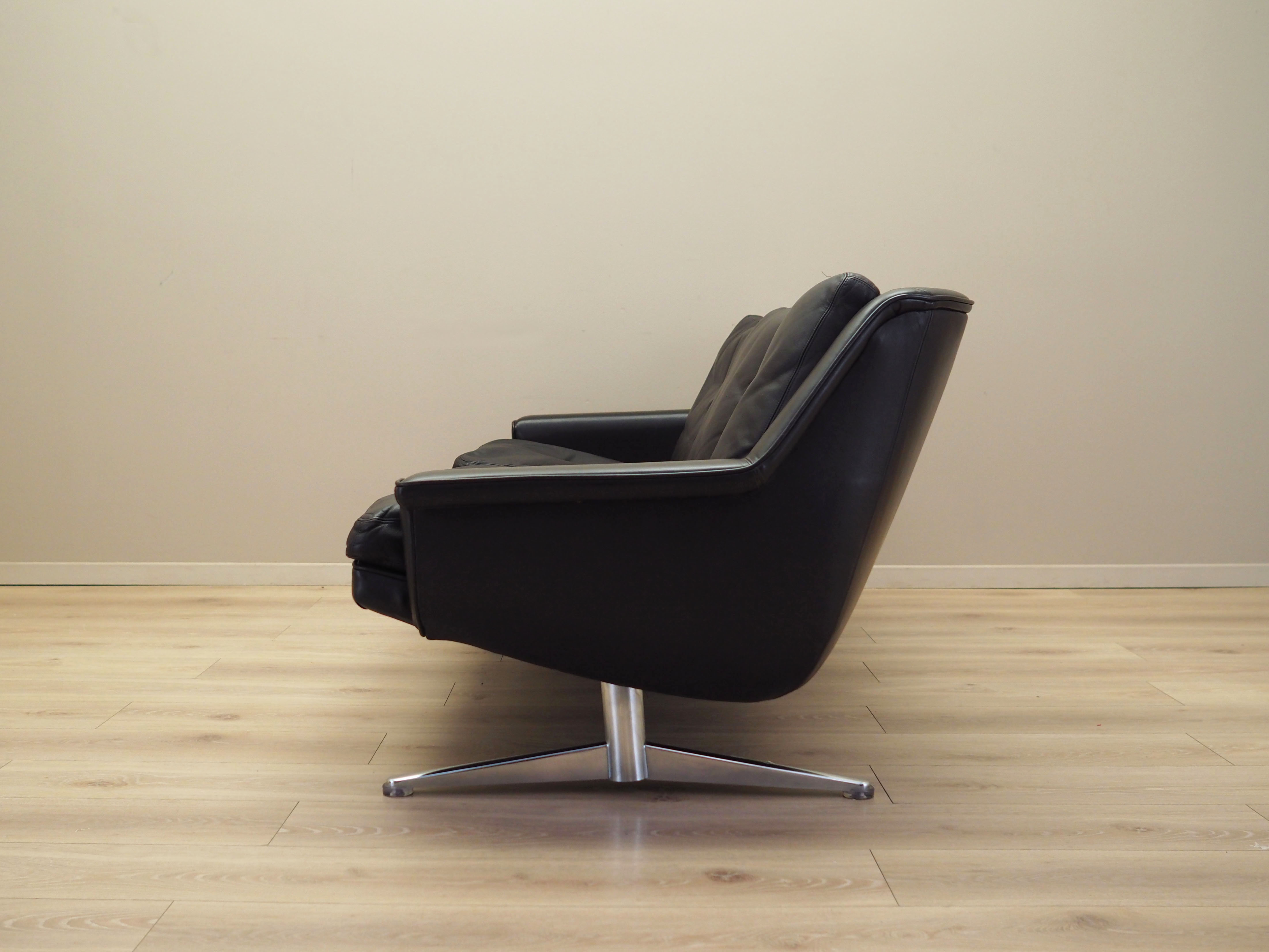 Sofa Leder Braun 1970er Jahre