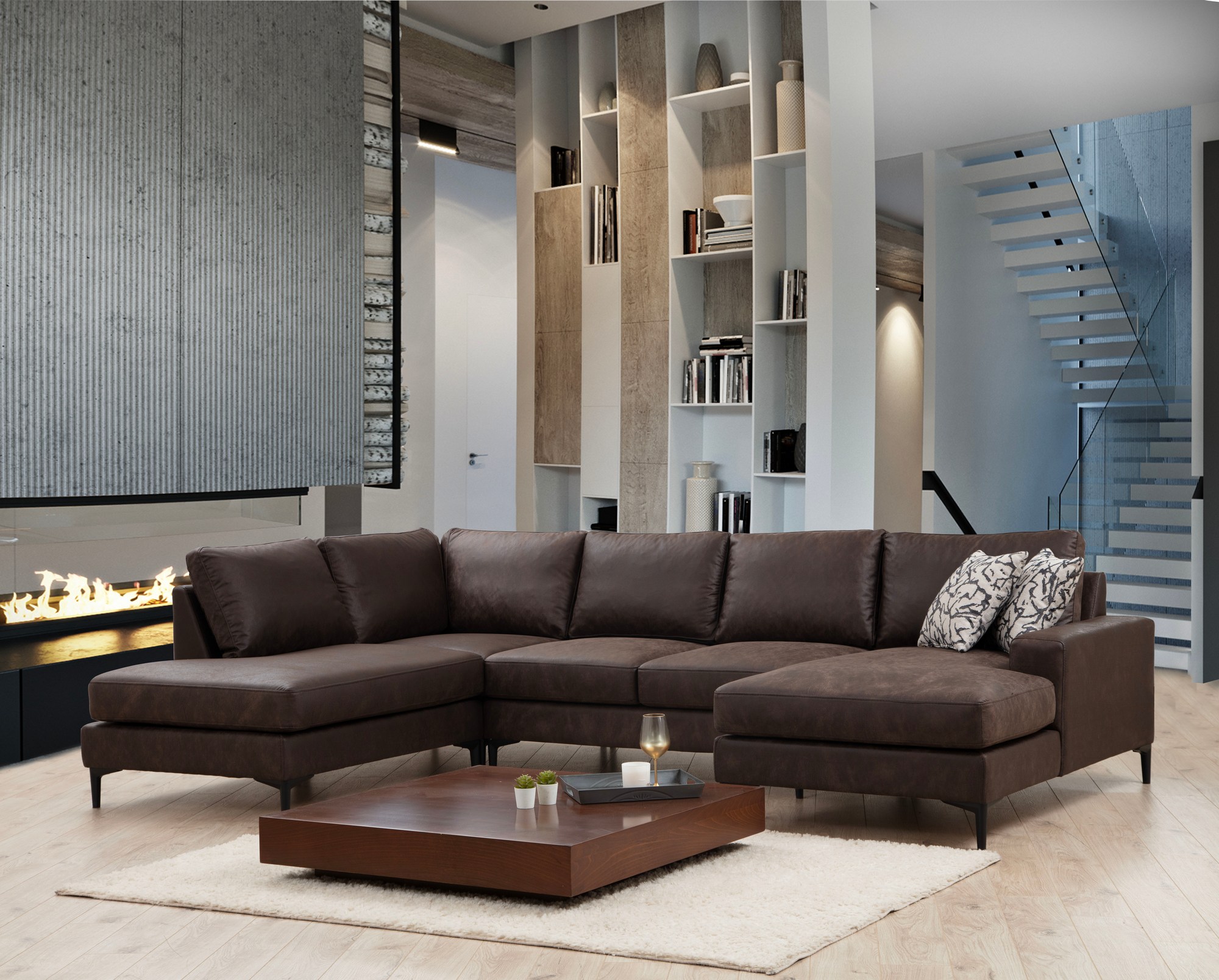 Porto Corner Sofa Brown