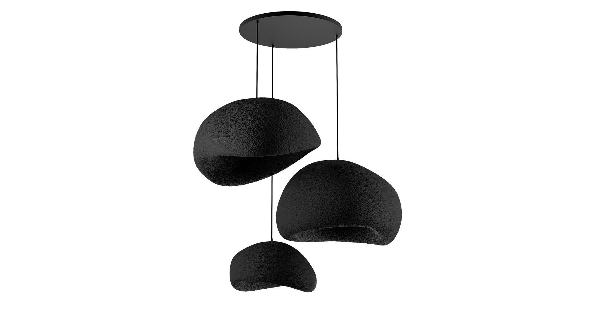 3-Flammig Wabi Sabi Mossgreys Pendelleuchte Schwarz