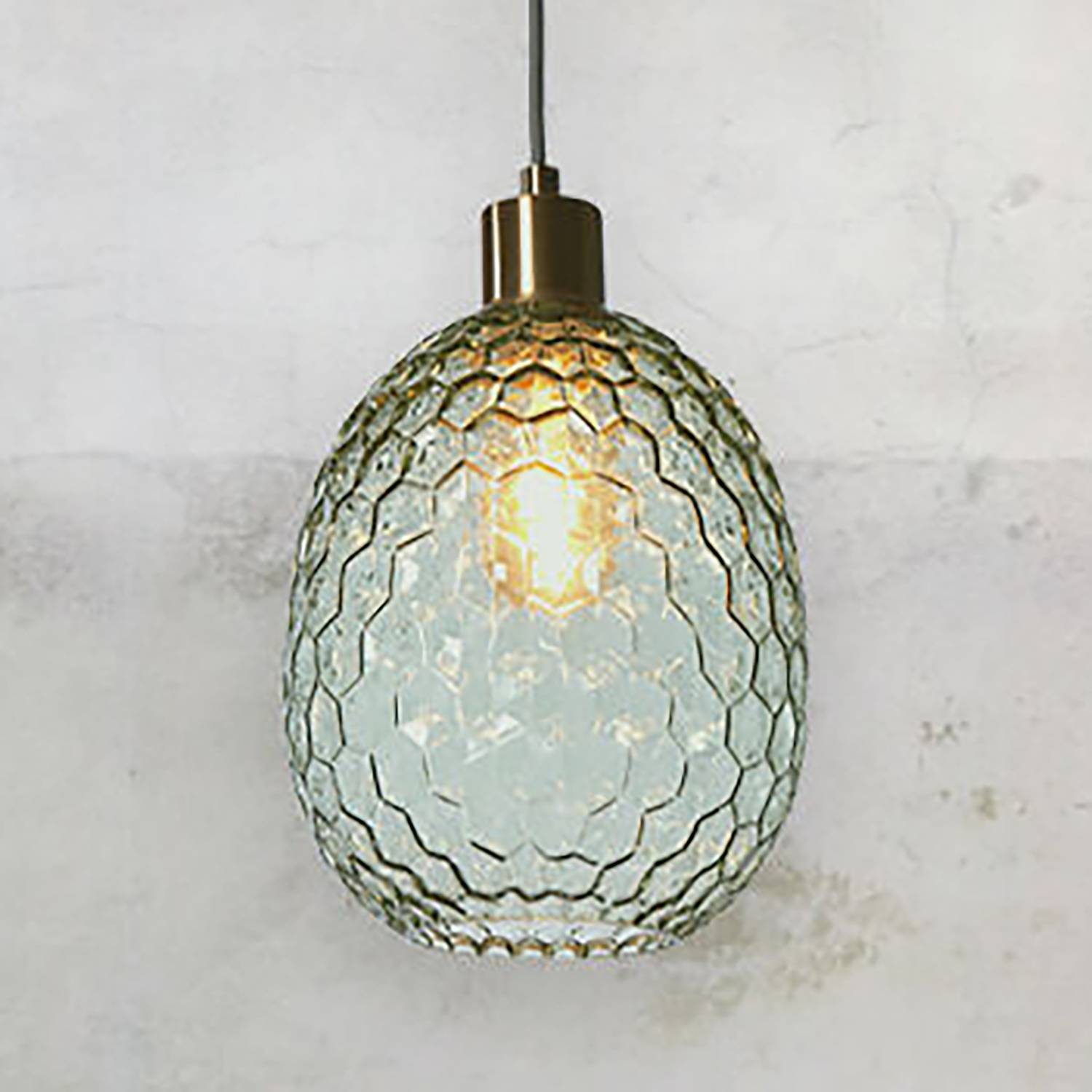 1-Flame Venice Type A Pendant Lamp Glass Green Gold