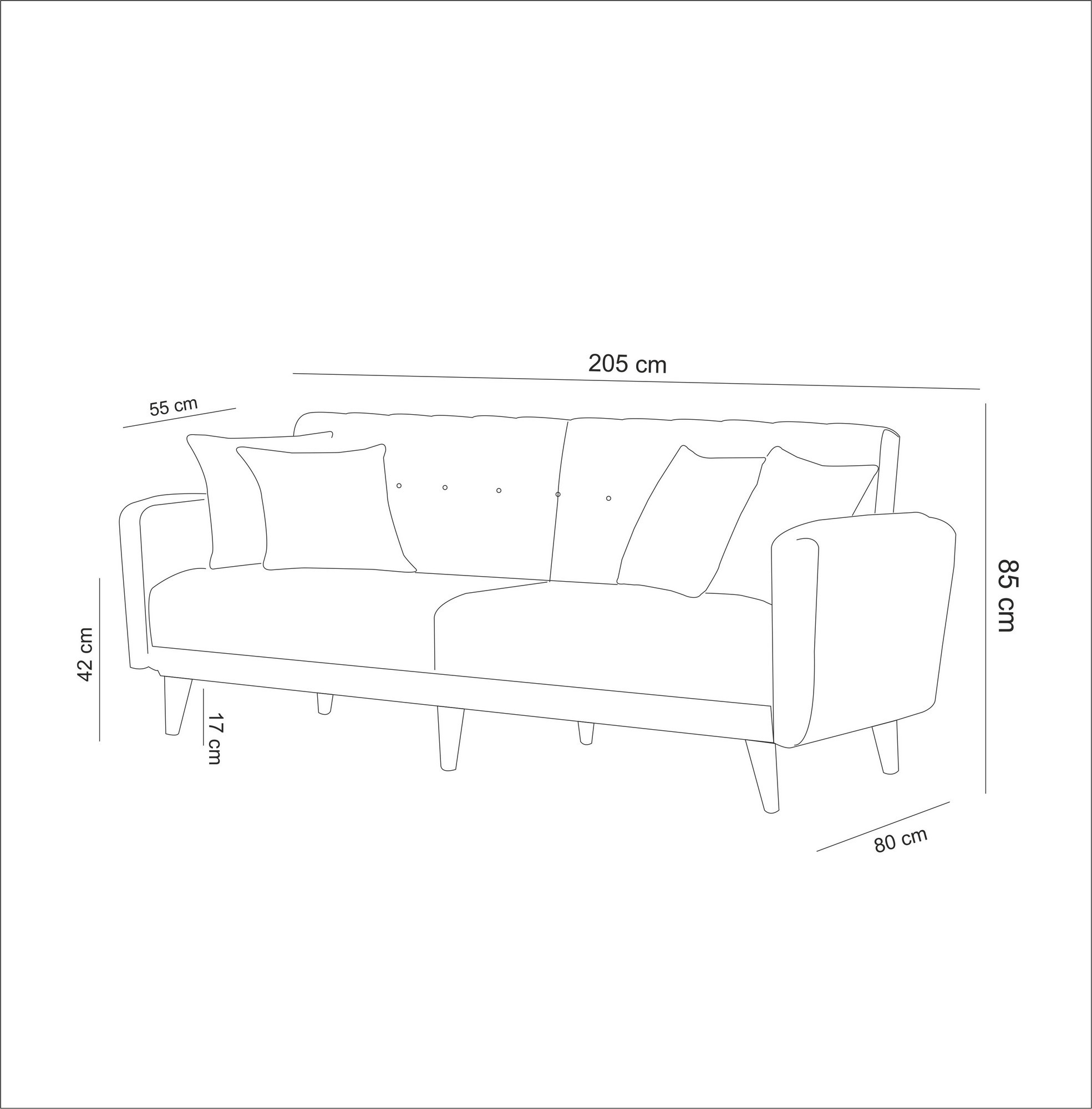 Aria Schlafsofa 3-Sitzer Dunkelblau