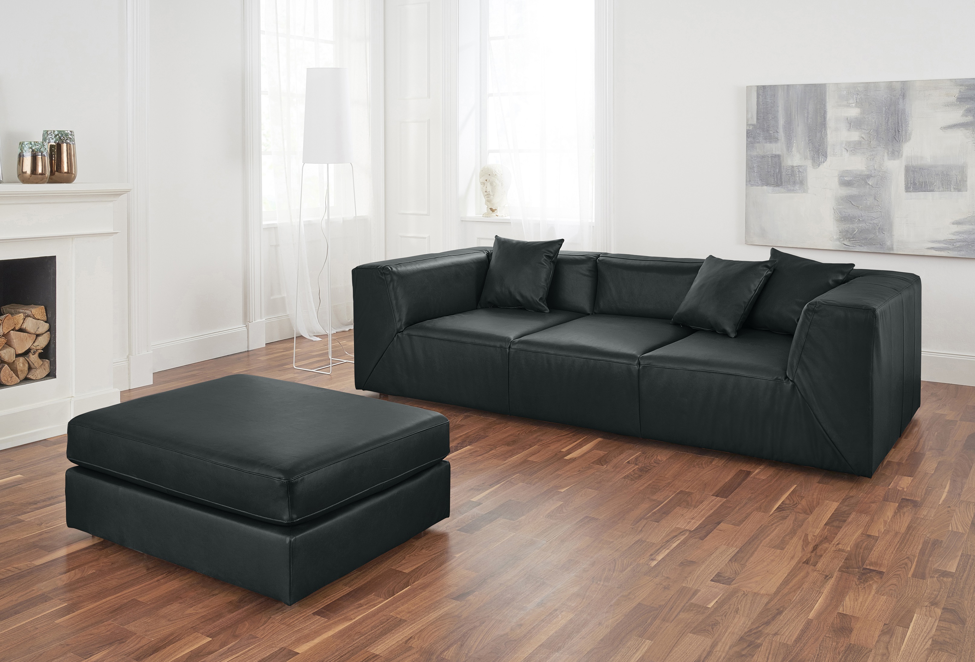 Sam Sofa 3-Sitzer Leder Schwarz