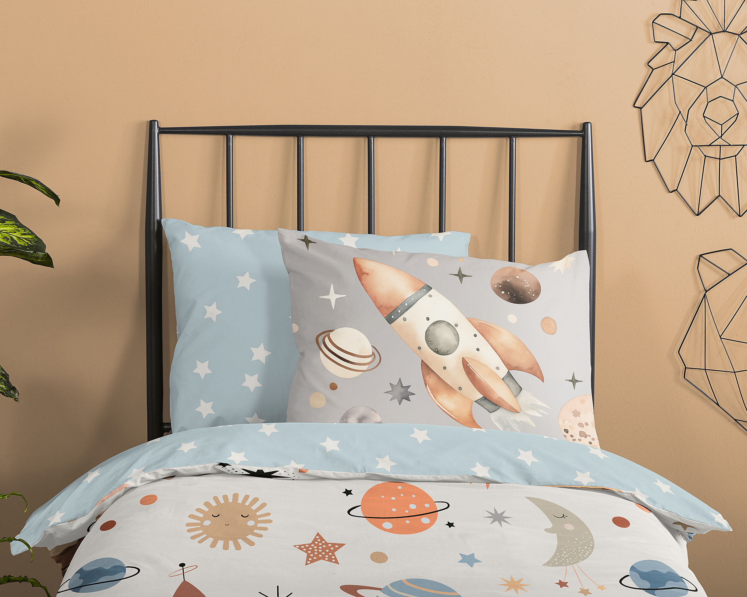 Kinderbettwäsche Renforcé Mehrfarbig 140x200/220cm Kissen 70x60cm