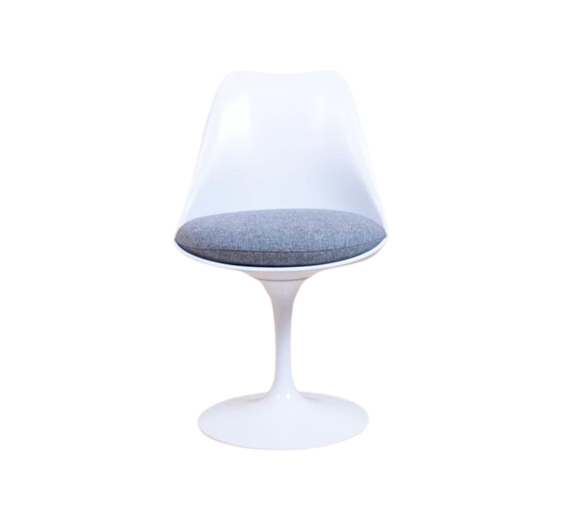 Knoll Tulip Chair Weiß mit grauem Sitzpolster