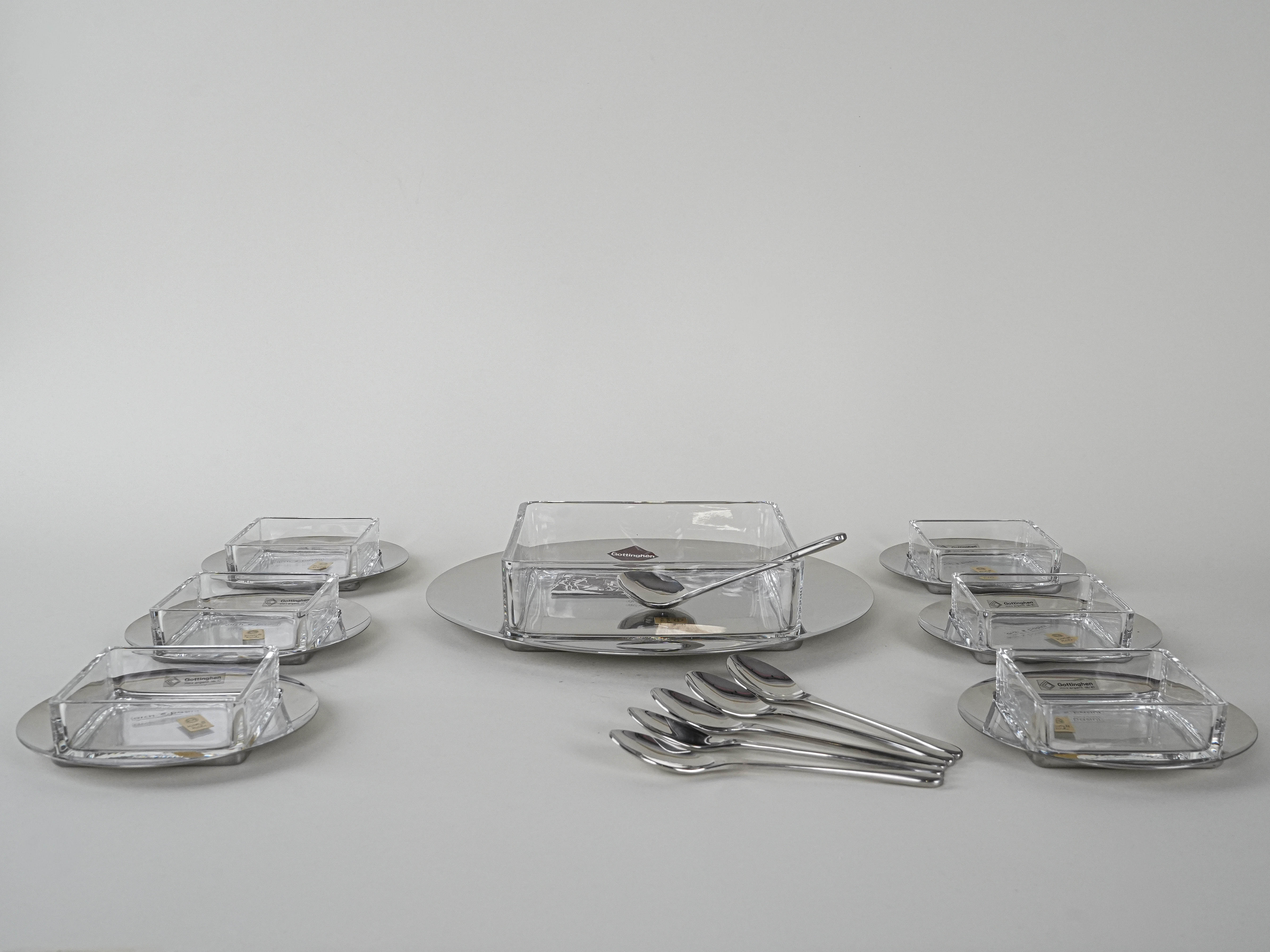 Dessert Set Stainless Steel Silver 1970s