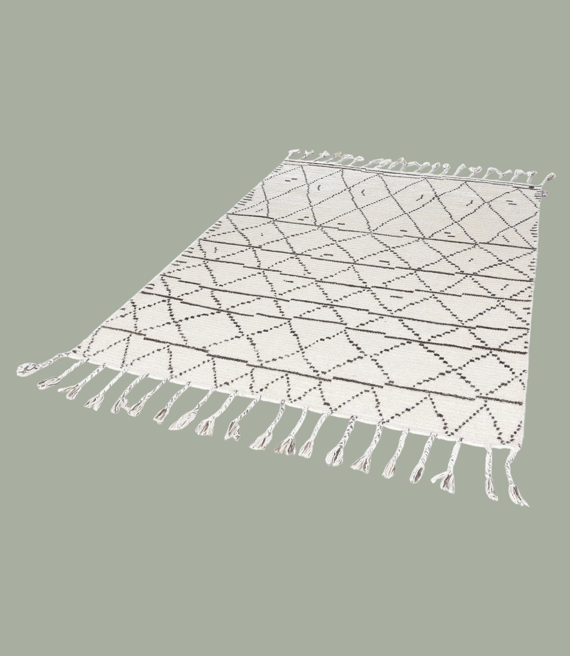 Geometrischer Teppich aus Wolle-Baumwollgemisch