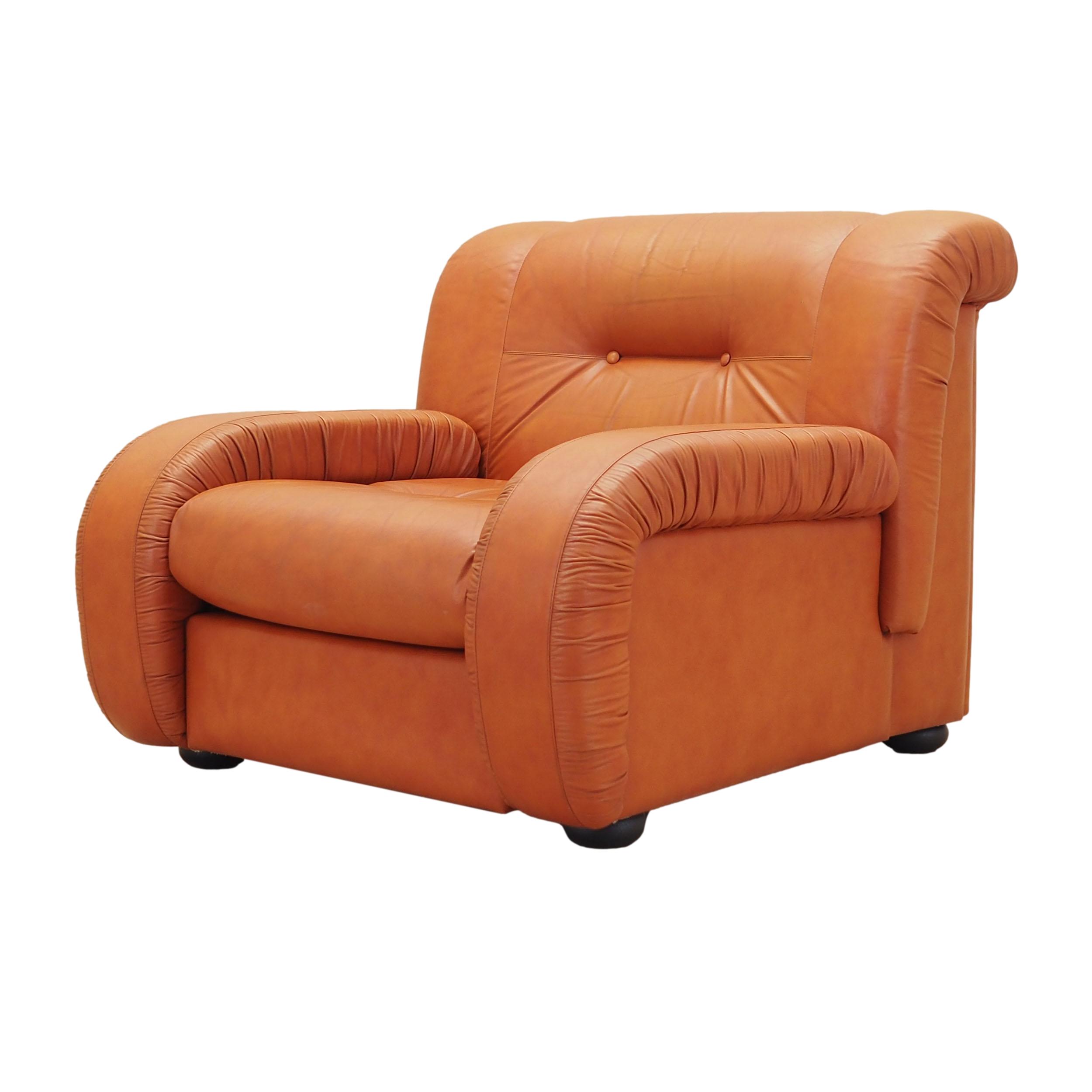 Sessel Leder Orange 1970er Jahre