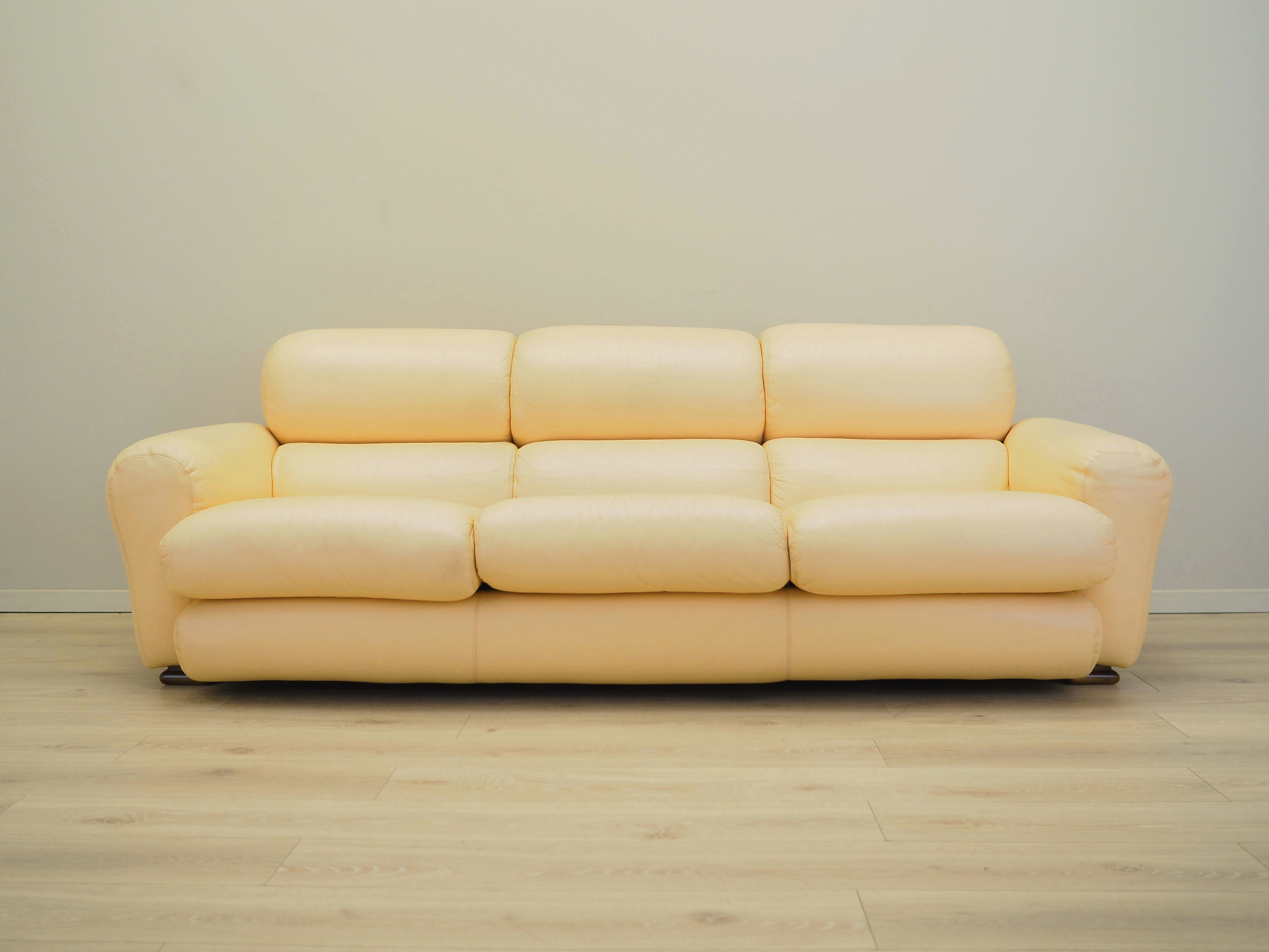 Sofa Leder Creme 1960er Jahre