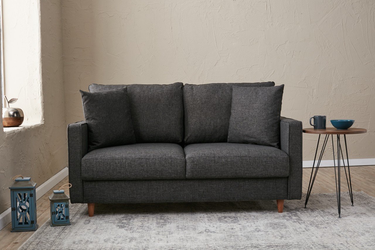 Sofa 2-Sitzer Textil Anthrazit