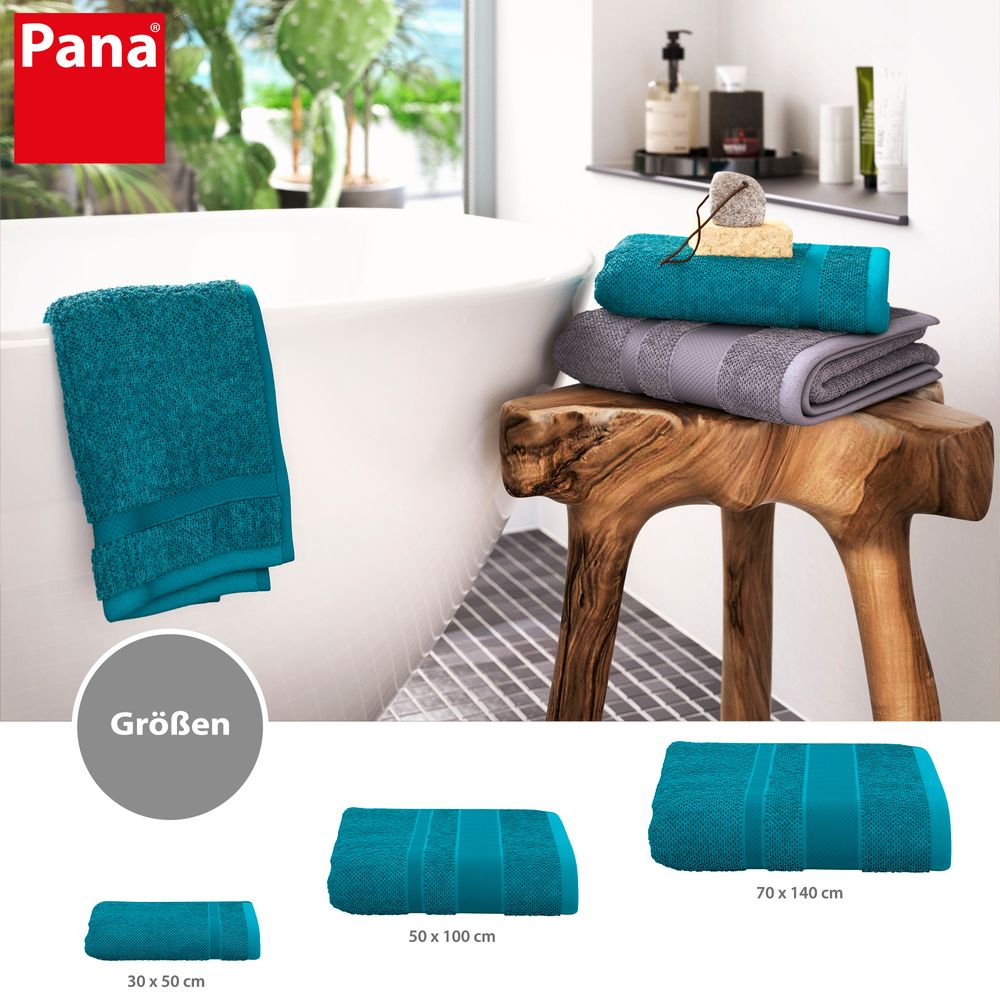 4-tlg. Handtuch- Set Baumwolle Türkis Öko-Tex Standard 100