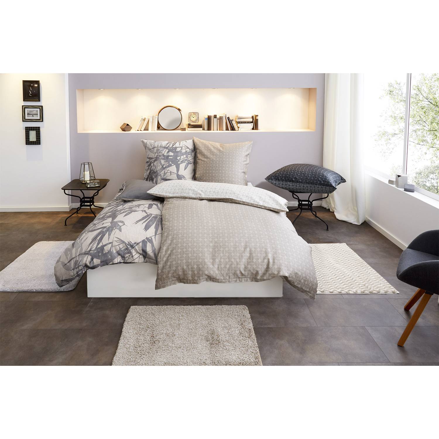 Punto Bettwäsche Set Wendbar Baumwolle Taupe 135 x 200 cm